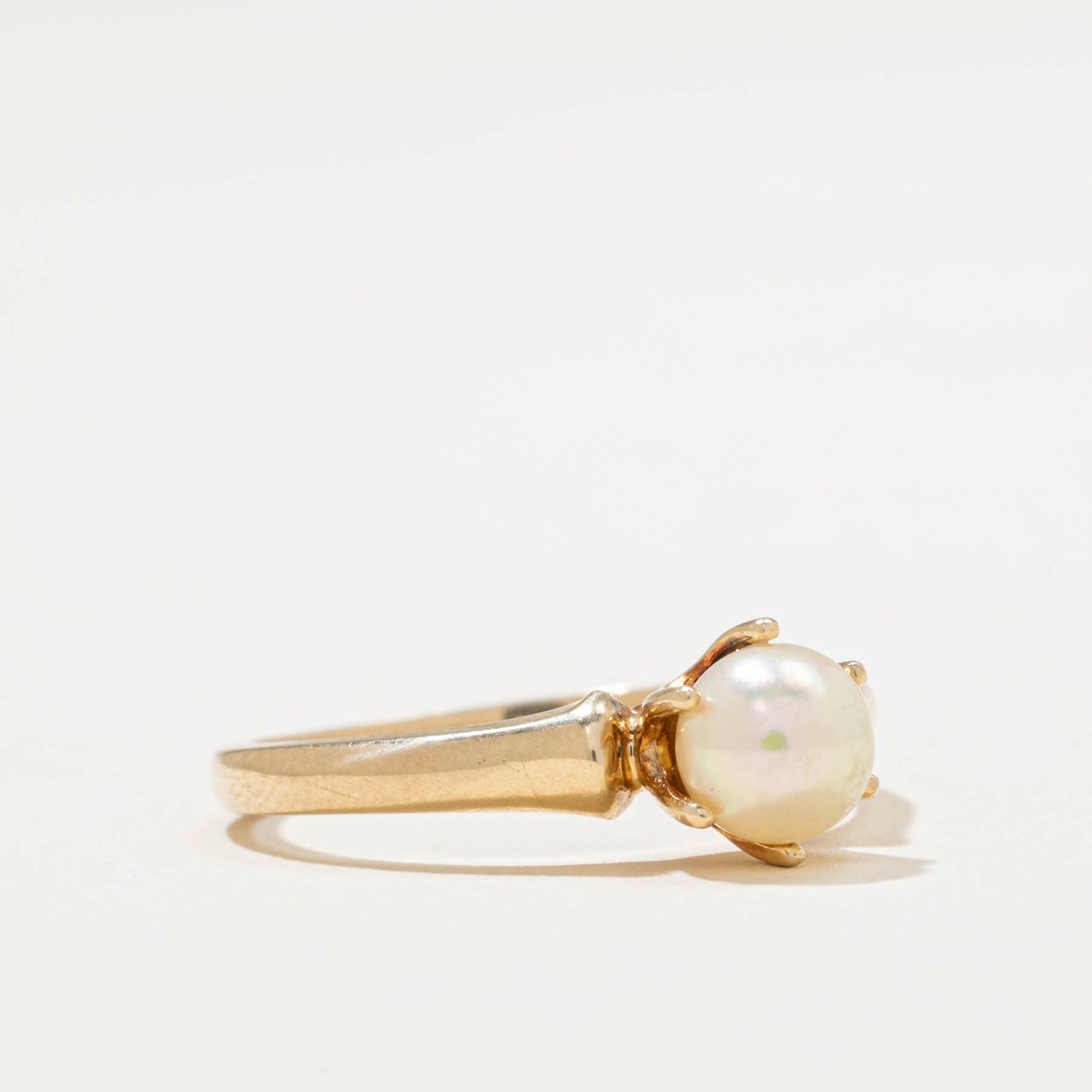 Solitaire Pearl Ring for Women - 14K Gold Plated, Size 6 | Elegant Pearl Jewelry for Engagement, Wedding, Anniversary & Special Occasions