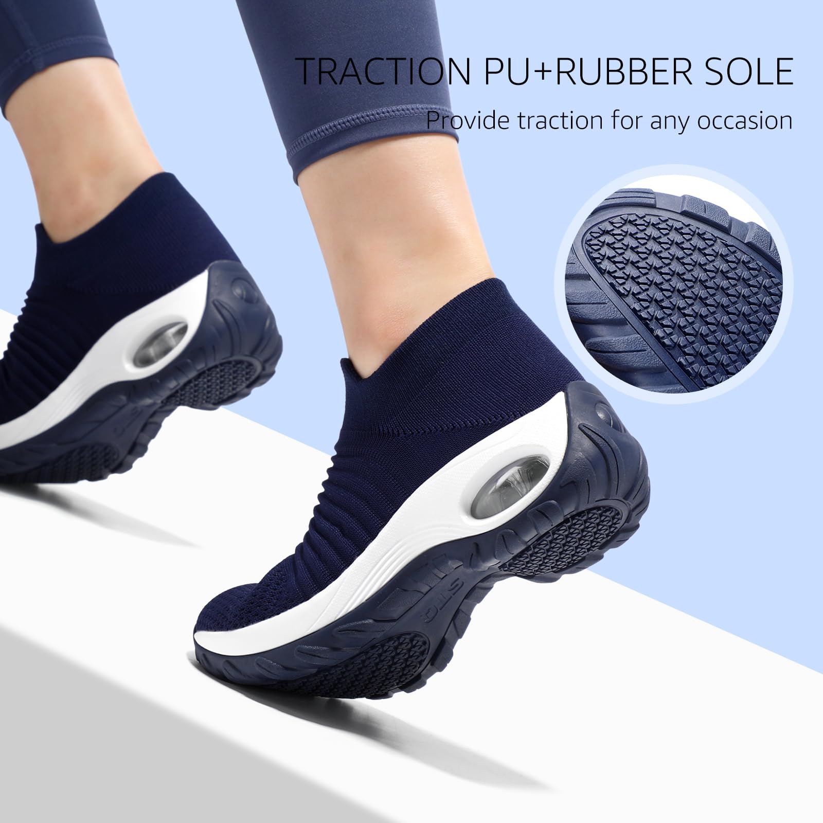 STQ Women's Slip-On Walking Shoes - Breathable Non-Slip Work Shoes with Air Cushion & Arch Support - Comfortable Orthopedic Sneakers for Walking, Nursing, Standing All Day