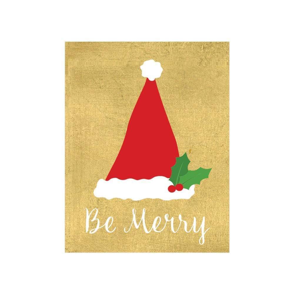 Premium Caspari Be Merry Christmas Cards - 12 Gold Foil Holiday Greeting Cards with Envelopes for Festive Gifts, Party Invitations & Seasonal Wishes