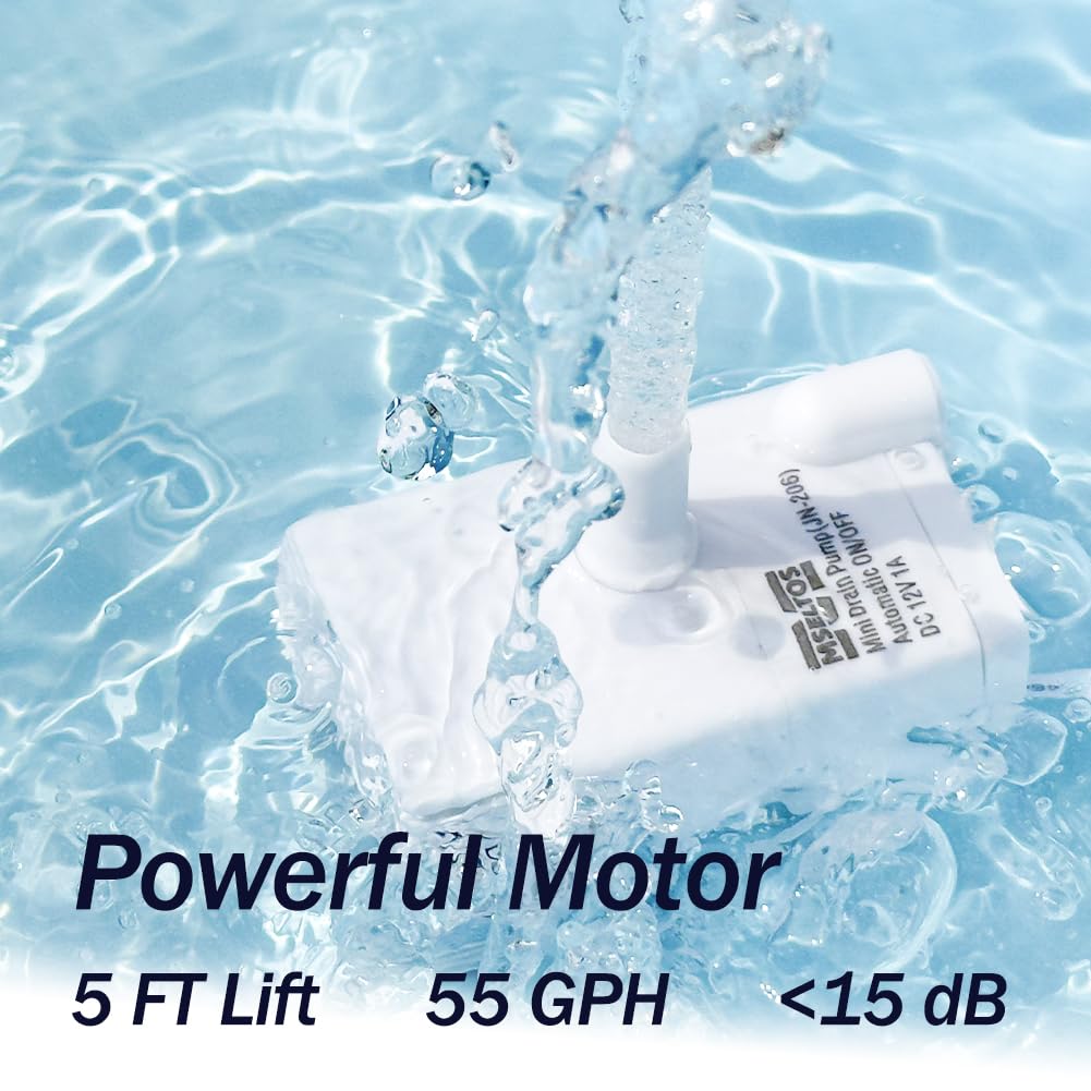 Automatic Small Sump Pump with Water Sensor - 5 FT Lift 55 GPH 115V/230V Mini Condensate Pump with Float Switch - Water Removal for Dehumidifier, Air Conditioner, Ice Maker, Basement - Auto On/Off - Ideal for Home, RV, and Commercial Use