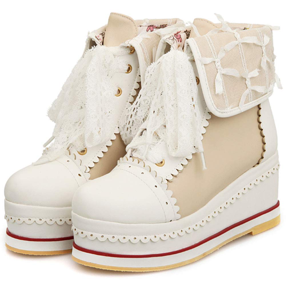 MEILIYA Cute Lolita Platform Boots for Women - Lace Up Cosplay Chunky Wedge Ankle Boots & Booties, Fashion Sneakers for Girls | Perfect for Gothic, Kawaii Outfits & Anime Conventions
