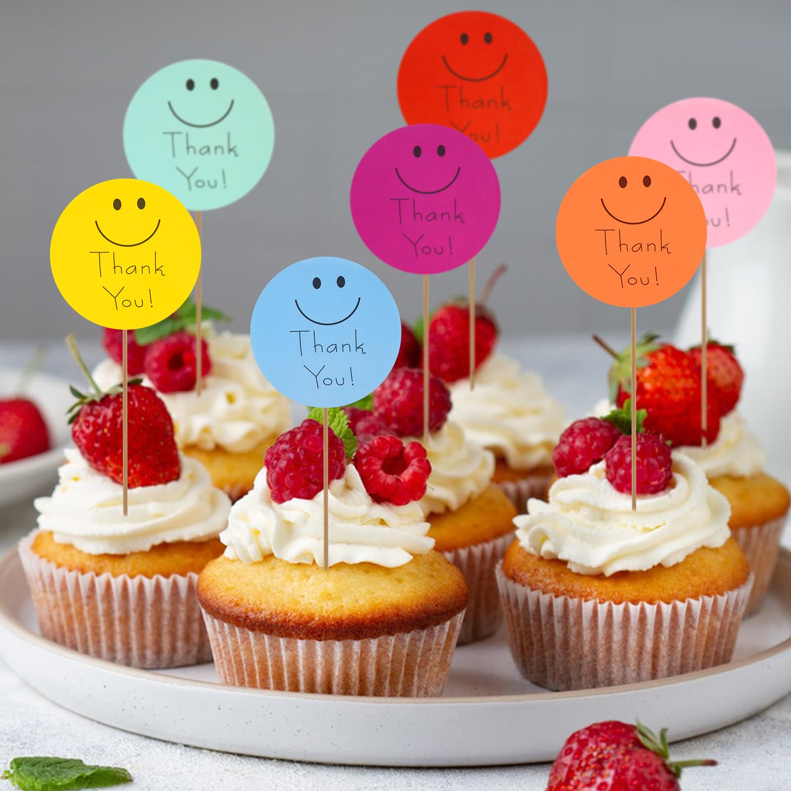 Anwyll 500Pcs 1.5 Inch Thank You Stickers for Small Business - 8 Cute Smiley Face Design Labels for Packaging, Envelopes, Gift Wrapping & Party Favors - Perfect for Birthday, Wedding & Customer Appreciation Gifts
