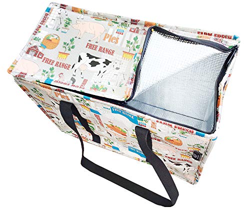 Insulated Reusable Grocery Shopping Bag - Foldable Thermal Cooler Tote for Camping, Picnics & Grocery Storage | Keeps Food Cold/Hot | Eco-Friendly Two Lumps of Sugar Design
