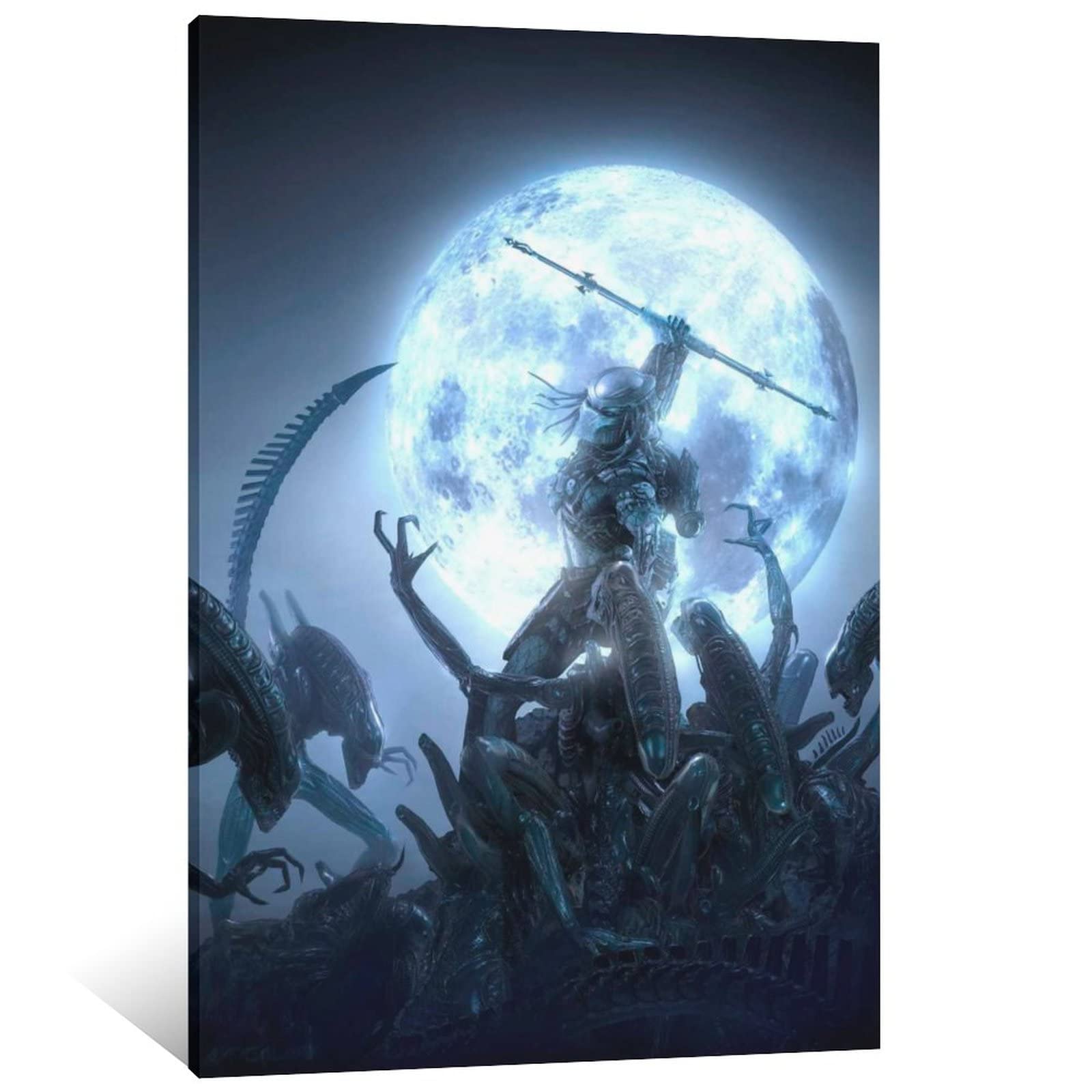 Alien vs Predator Movie Wall Art Canvas Print - Modern Framed/Unframed Bathroom Decor 24x36 inches (60x90cm) - Perfect Sci-Fi Gift for Fans & Home Theater Room Decoration