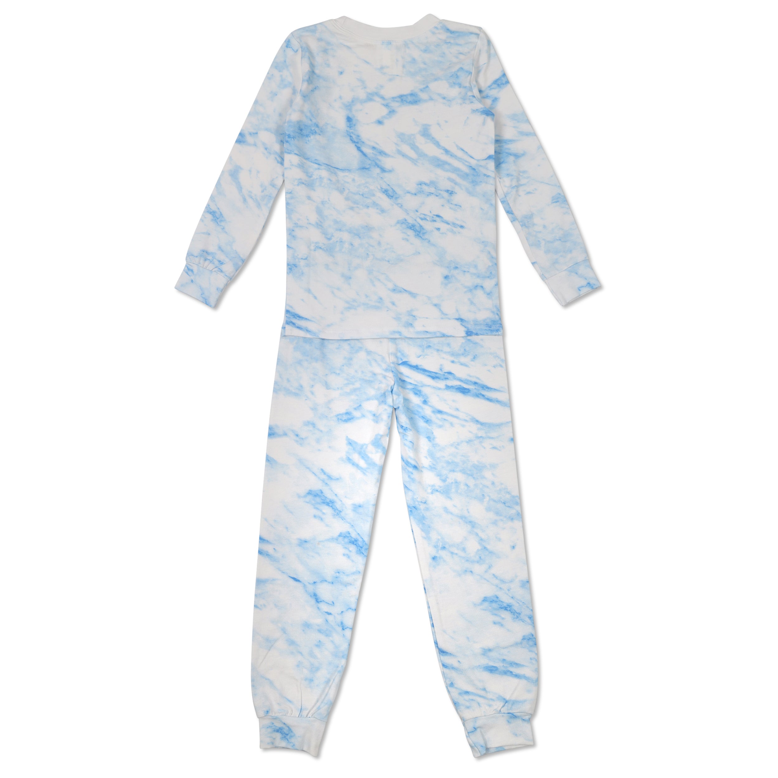 Boys' Blue Marble Print Full-Length Pajama Set - Soft & Comfortable Sleepwear for Kids, Perfect for Bedtime, Lounging & Sleepovers