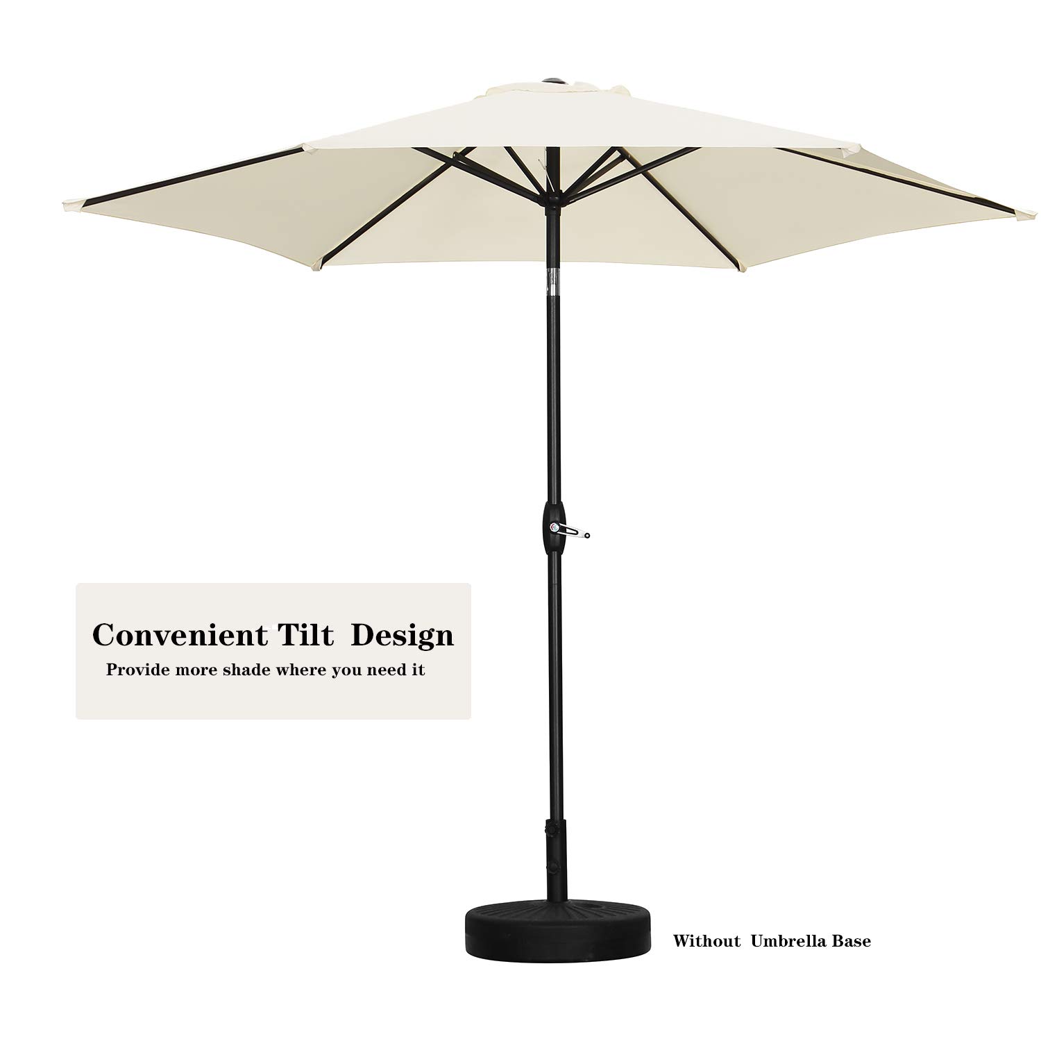 9ft Patio Umbrella with Tilt Function & 6 Sturdy Ribs - Heavy Duty Outdoor Market Umbrella for Poolside, Garden, Backyard, and Restaurant Dining Areas