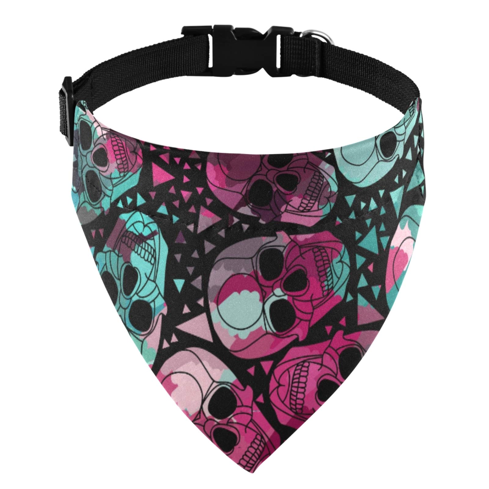 Adjustable Skull Dog Bandana with Buckle - Washable Triangle Dog Scarf Collar for Small, Medium & Large Puppies - Perfect for Halloween, Pet Costume Parties & Daily Walks