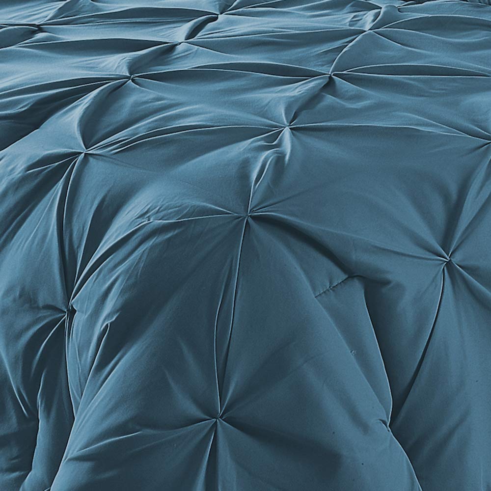 Pinch Pleat Comforter Set - 100% Pure Cotton, Down Alternative, 500 GSM All-Season Pintuck Style - Twin/Twin XL, Teal - Perfect for Bedrooms, Guest Rooms & Cozy Home Decor