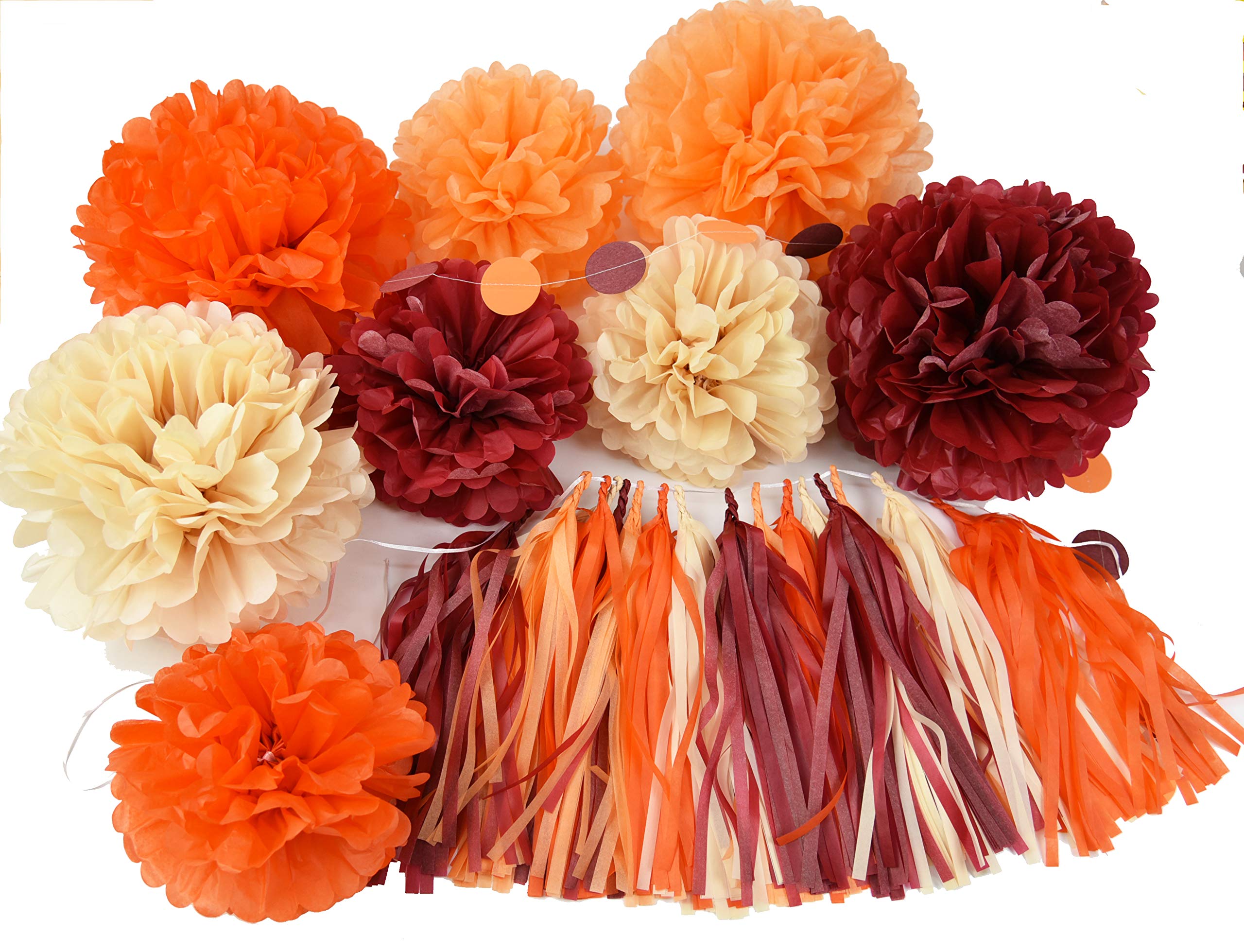 Burgundy & Orange Fall Party Decorations - Thanksgiving, Birthday & Bridal Shower Supplies | Elegant Autumn Wedding & Seasonal Home Decor for Festive Gatherings