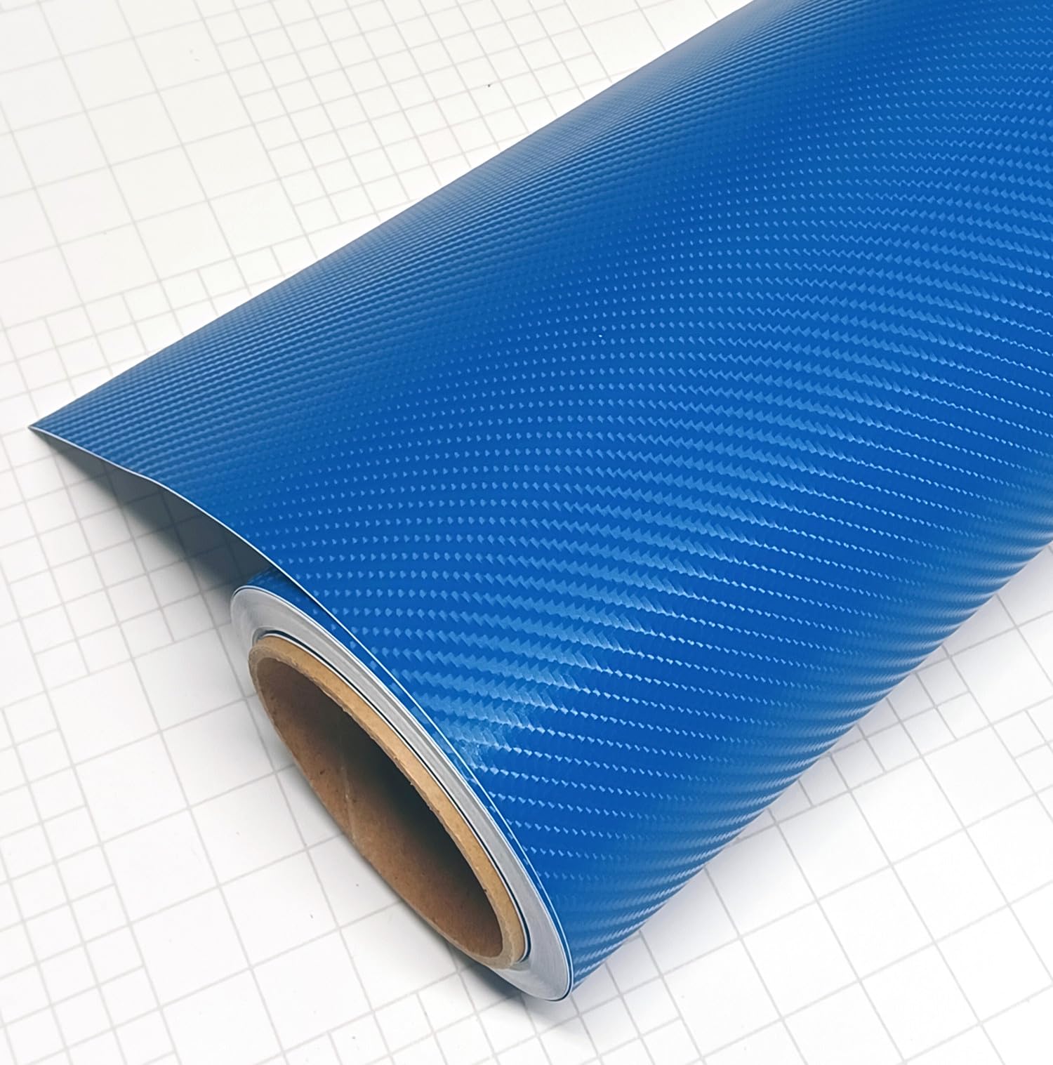 4D Blue Carbon Fiber Vinyl Wrap Sticker - Air Release Anti-Wrinkle Self-Adhesive Film (12