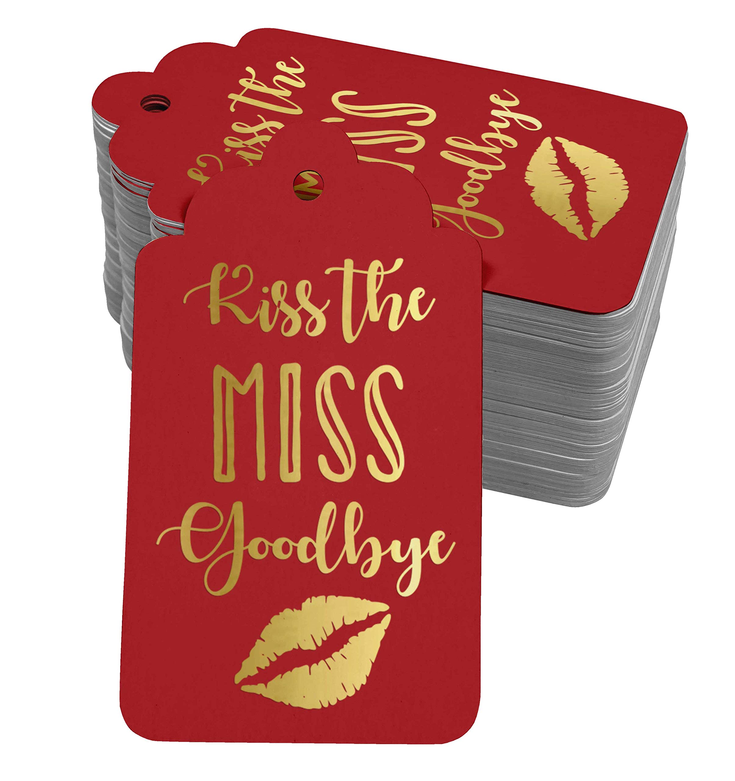 100pcs Real Gold Foil Paper Tags - Elegant Bridal Shower Favor Hang Tags for Wedding Decorations & Party Favors - Perfect for Kiss The Miss Goodbye Games, Gift Wrapping & DIY Crafts