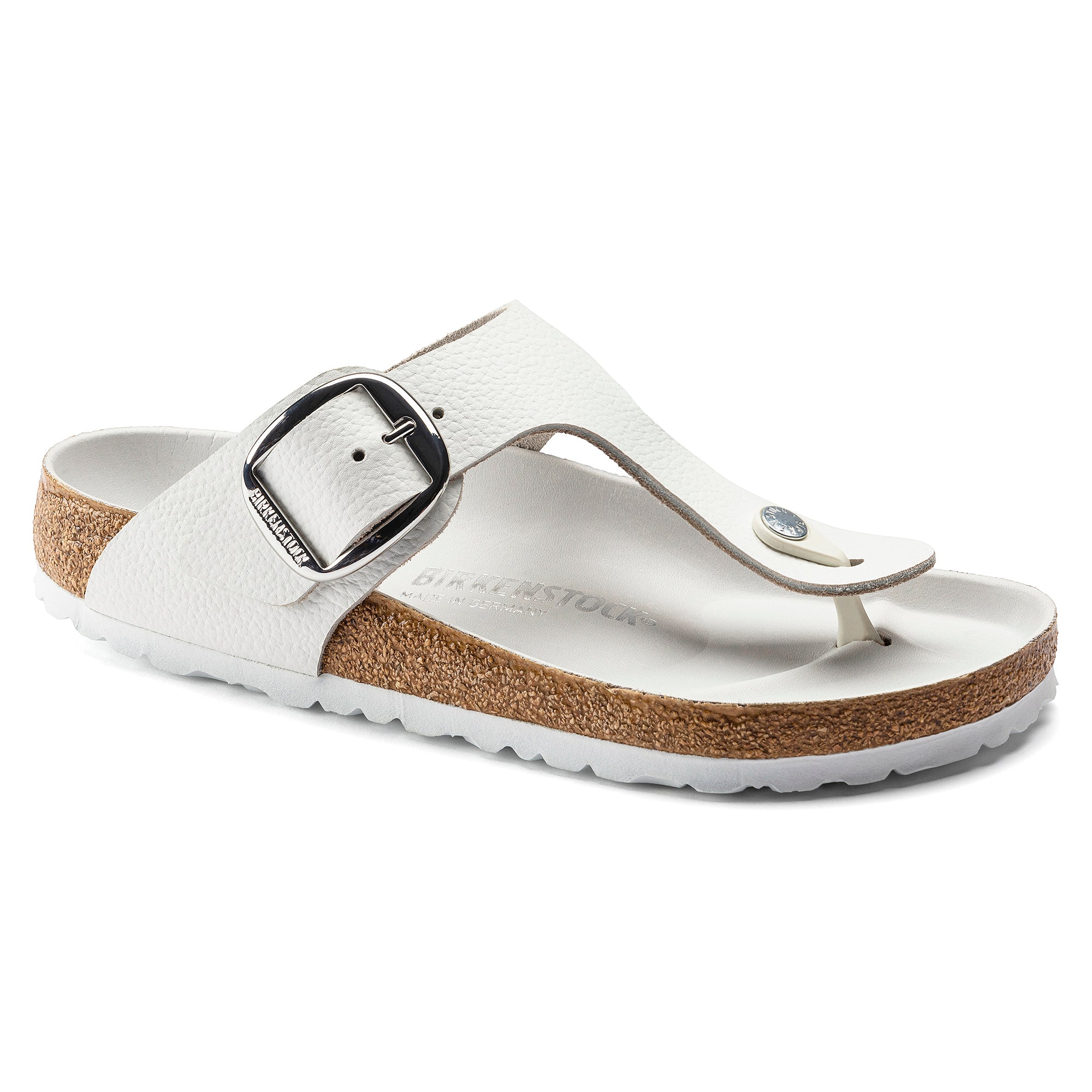 Birkenstock Gizeh Big Buckle Sandals - Women's White Oiled Leather Comfort Shoes | Perfect for Summer, Beach & Casual Outfits