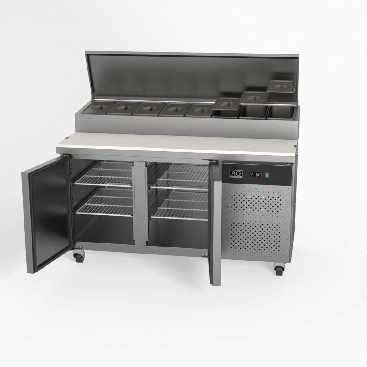 AG 2 Door Saladette Refrigerator with 8 x 1/3 GN Trays - Commercial Kitchen & Restaurant Use