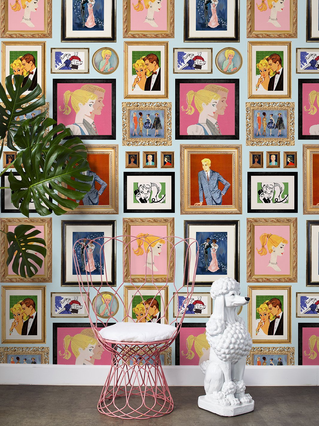 Barbie™ Pale Blue Illustrated Wallpaper for Gallery Walls - Perfect for Kids' Rooms, Nurseries & Playroom Decor