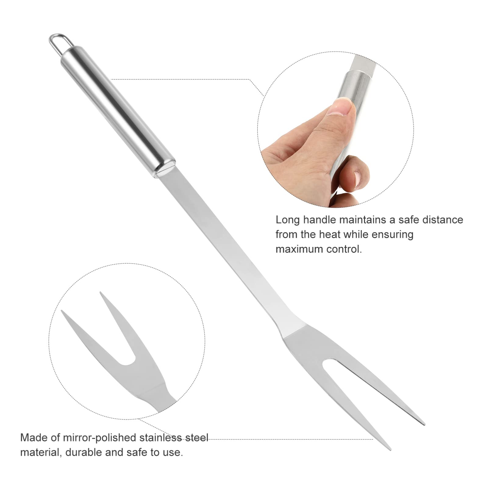 Premium Stainless Steel BBQ Forks Set - Heavy Duty Grilling Forks for Meat, Kabobs, Bacon & Marshmallows - Perfect for Outdoor Cooking, Camping & Backyard BBQs