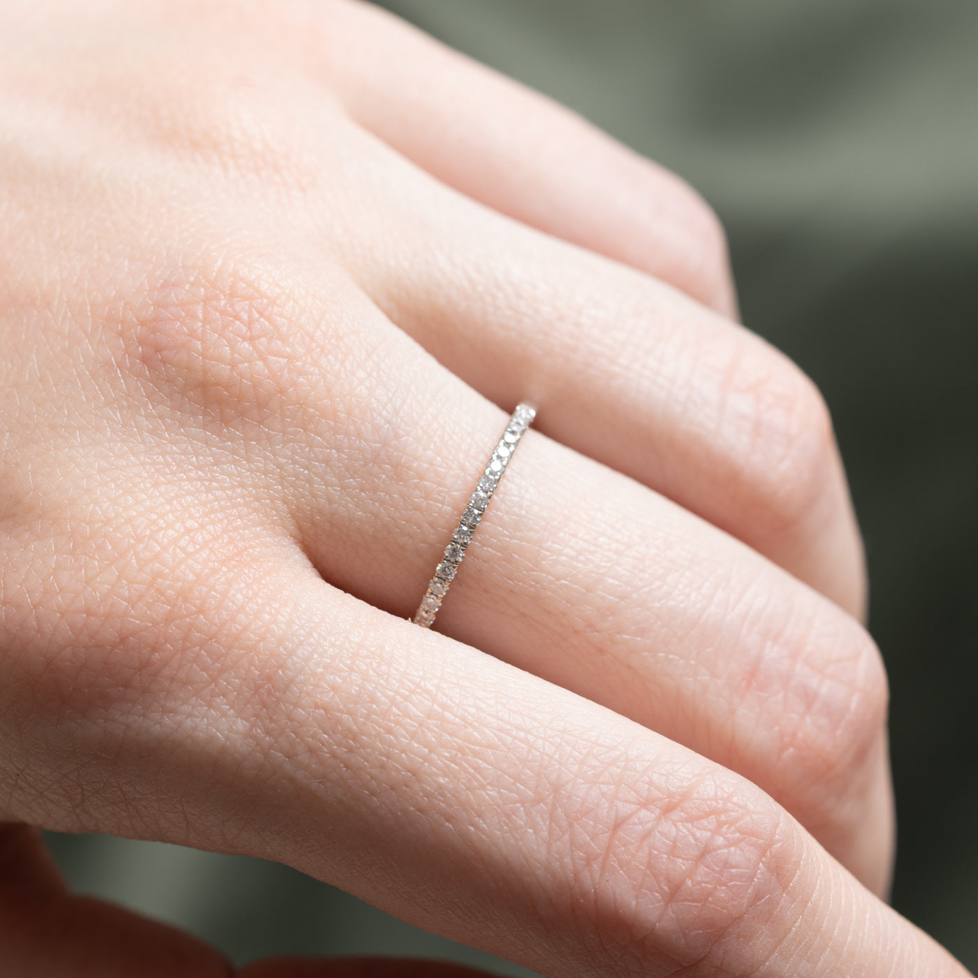 Semi Eternity Diamond Wedding Band Ring - 0.15ctw Round Cut Diamond Ring - Size 6.75 - Perfect for Anniversary, Engagement & Bridal Jewelry Gifts