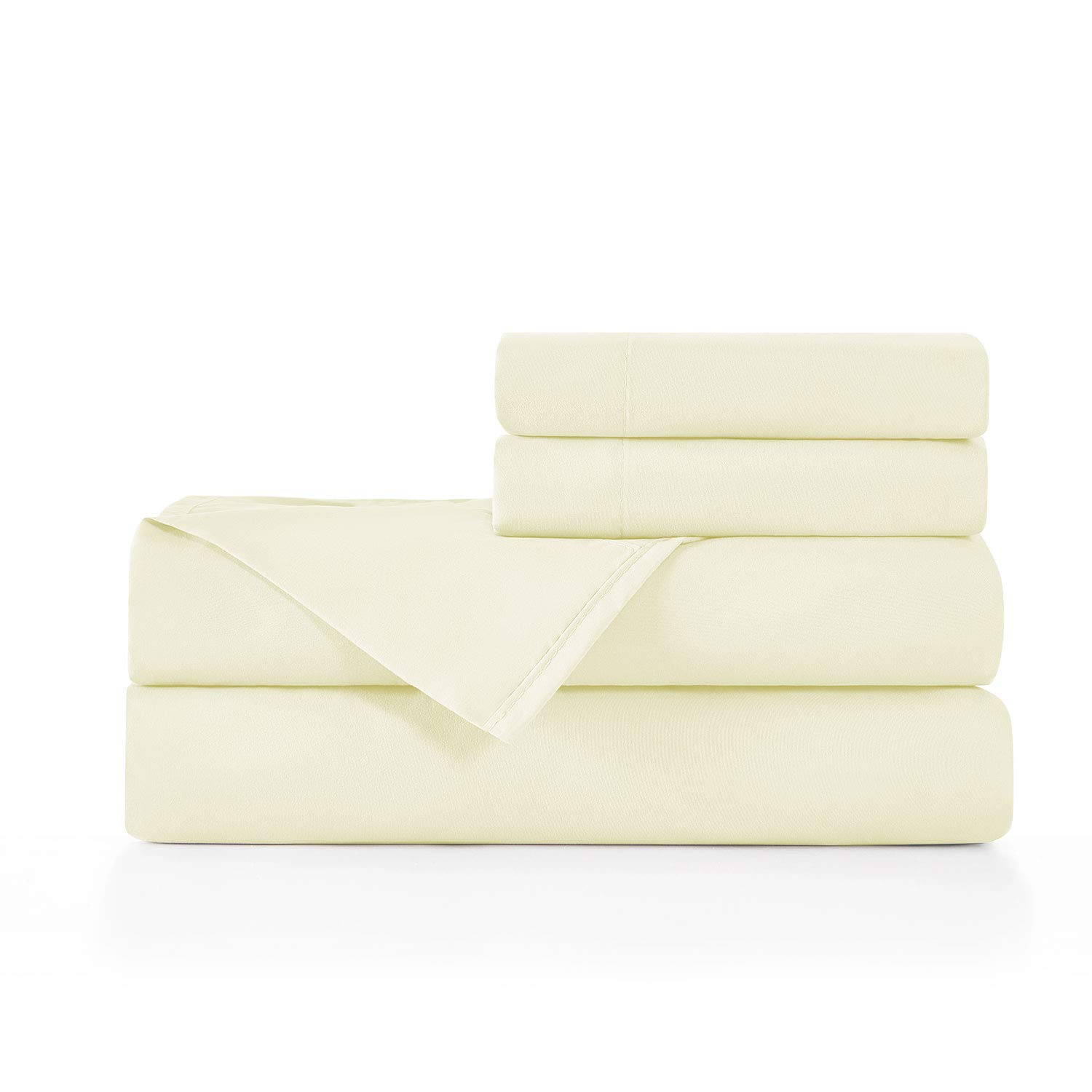 BASIC CHOICE Twin Size Sheet Set - Breathable & Cooling Bed Sheets for Kids & Teens - 3 Piece Luxury Hotel Quality Bedding with Deep Pockets - Ultra Soft & Wrinkle Free Ivory Twin Sheets - Perfect for Dorm Rooms, Guest Beds & Kids' Bedrooms