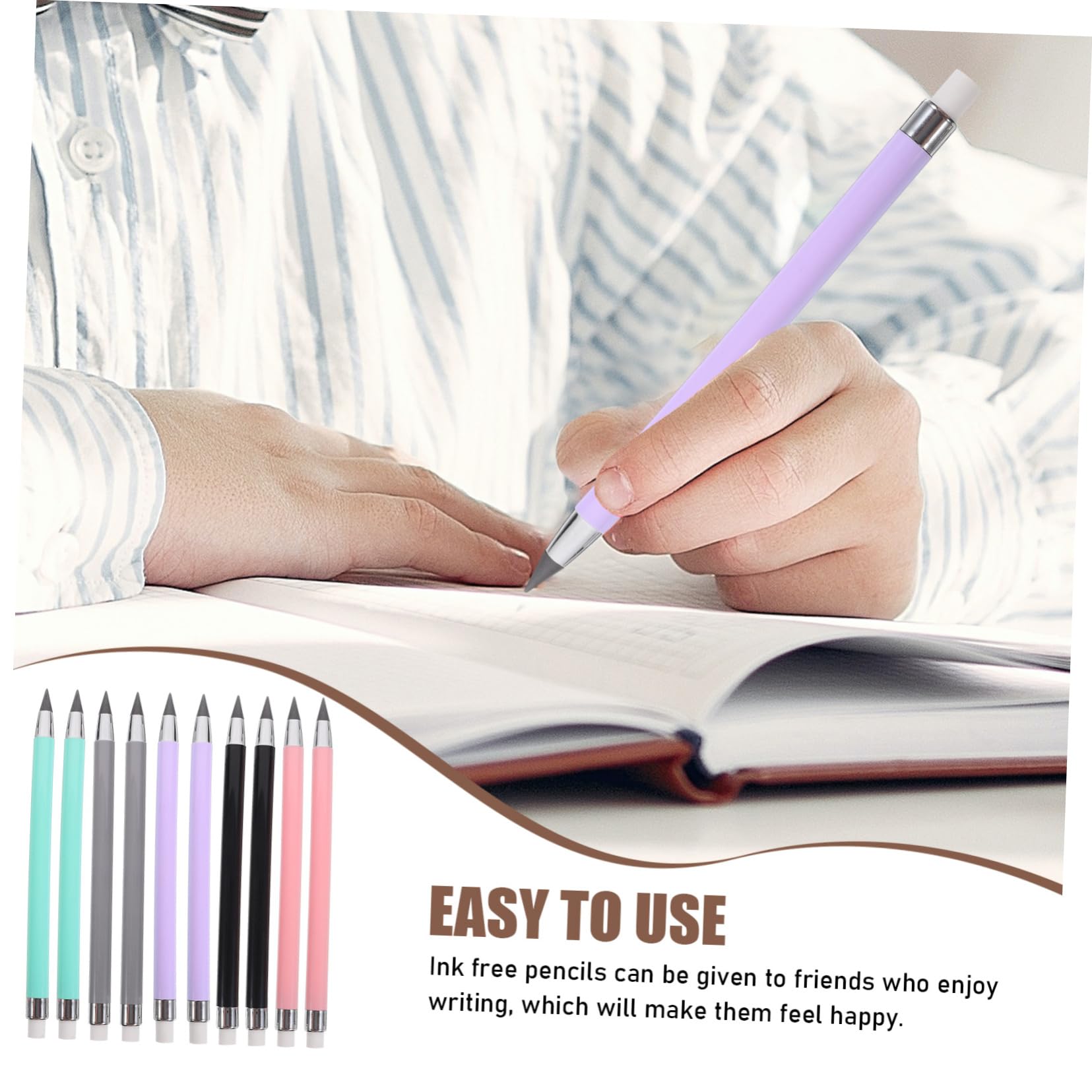 PLAFOPE 10-Pack Professional Drawing Pencils for Artists - No Sharpening Needed, Everlasting Graphite Pencils with Eraser - Perfect for Sketching, Shading & Art Projects (Ideal for Students & Professionals)