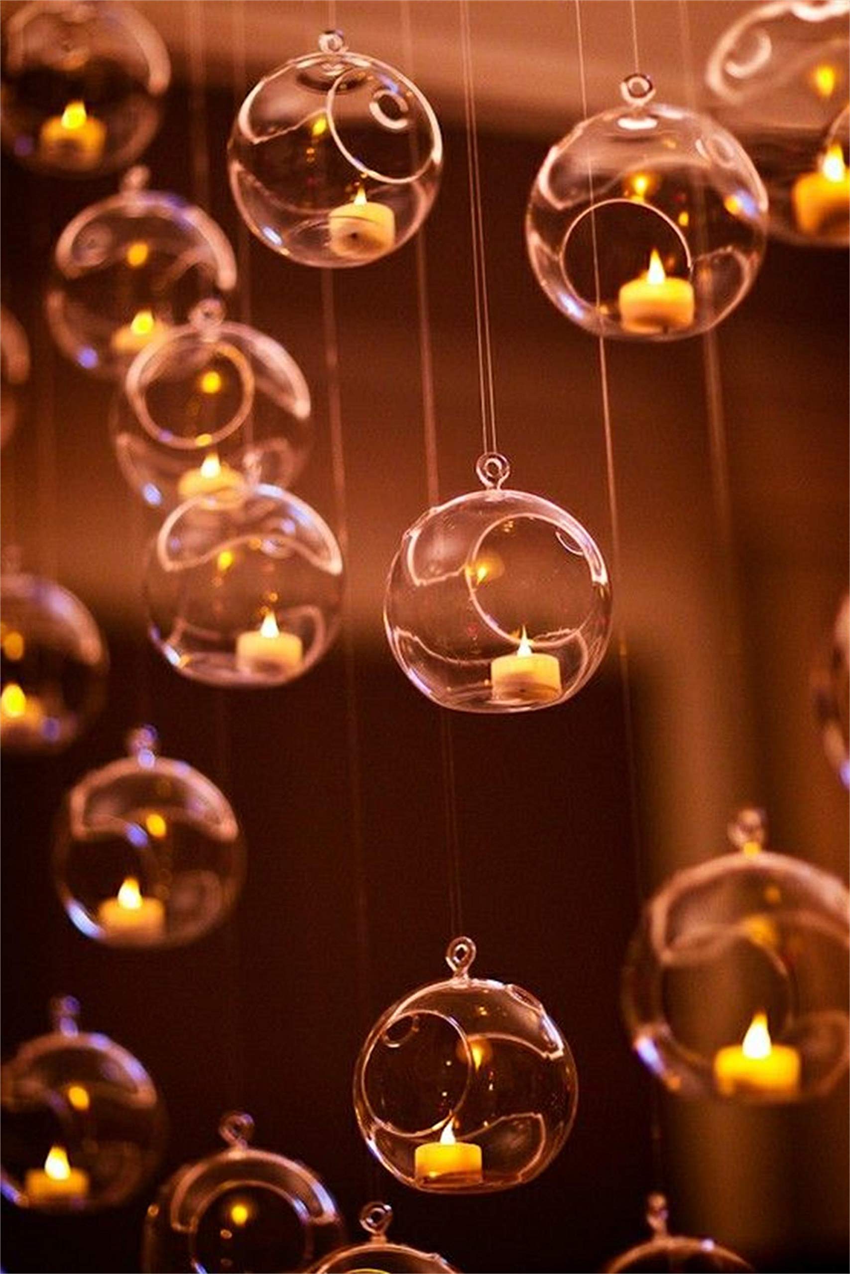 24-Piece Wedding Hanging Glass Orbs Set - Elegant Glass Tea Light Terrariums & Globe Holders for Indoor/Outdoor Wedding Decor - Perfect for Centerpieces, Garden Parties, and Romantic Ambiance Lighting