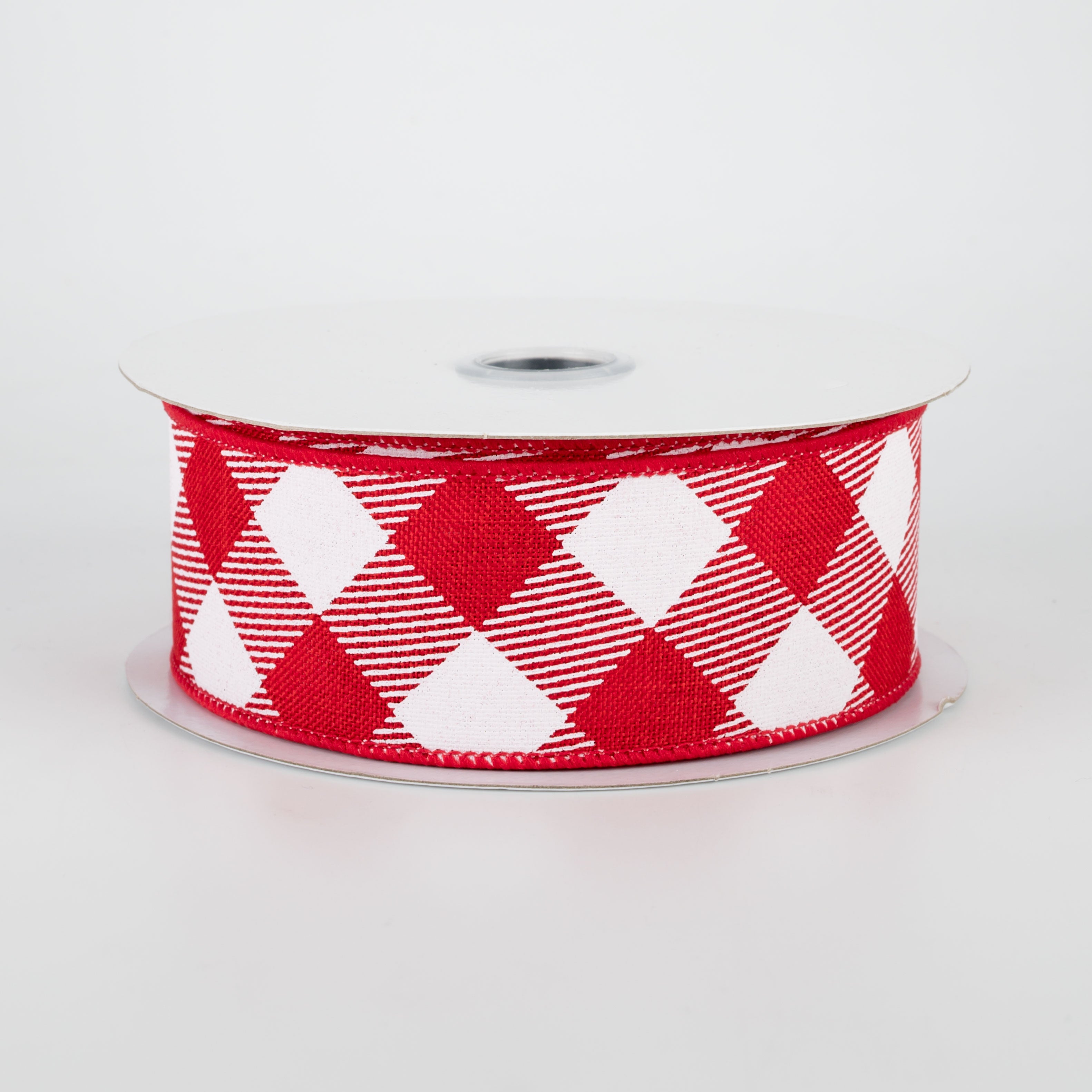 1.5 Inch Diagonal Check Ribbon - Red and White Grosgrain Ribbon (10 Yards) for Gift Wrapping, Crafts, and DIY Projects