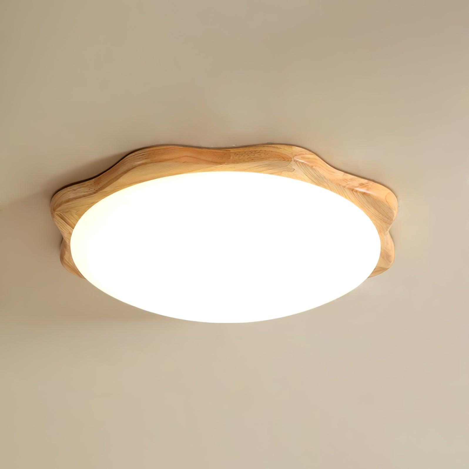 Modern Drum Wood Ceiling Light Fixture - Handcrafted Wooden Pendant Lamp for Living Room, Bedroom, Dining Room - Warm Ambient Lighting for Home Decor