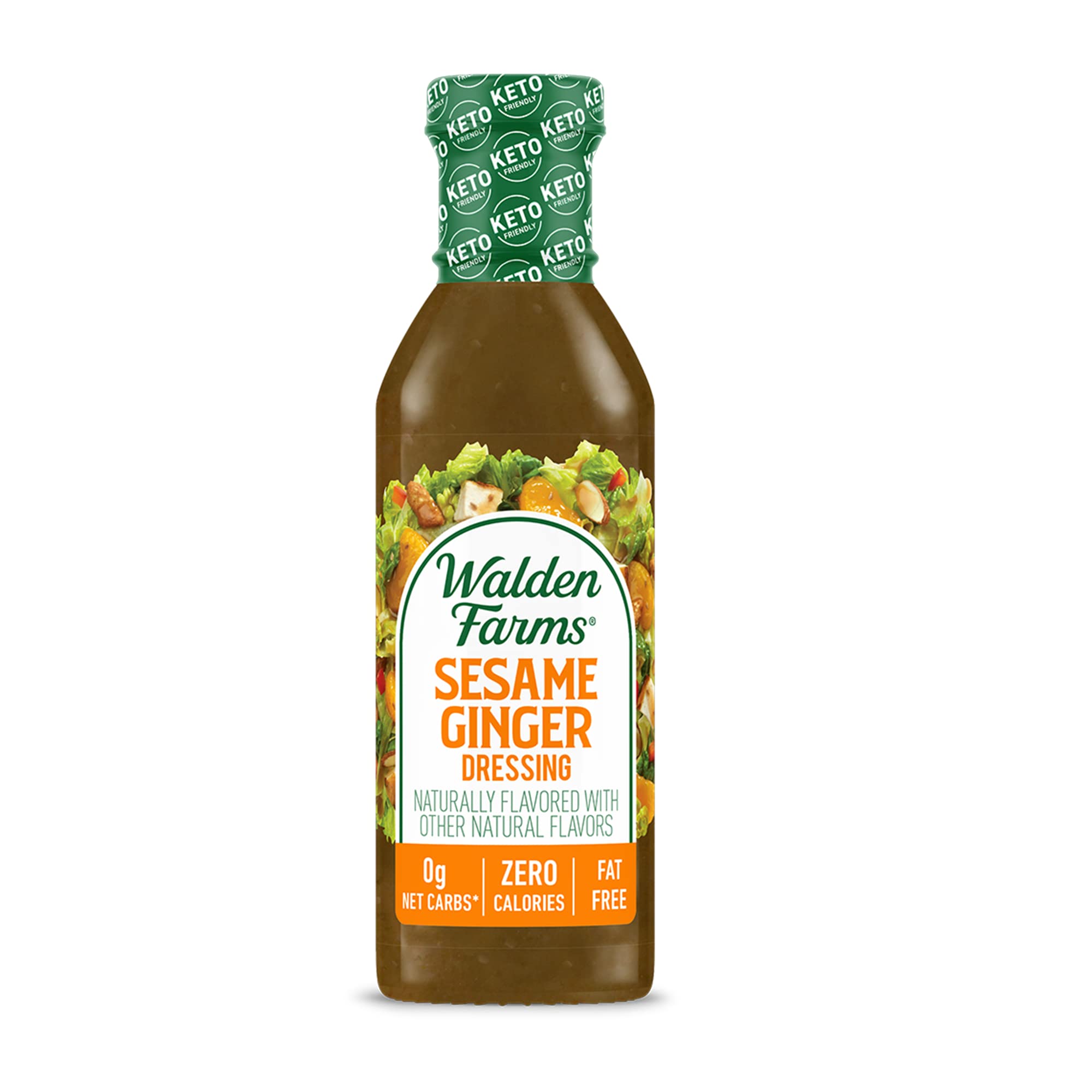 Walden Farms Sesame Ginger Salad Dressing - 12 Fl Oz (Pack of 1) | Sugar Free, Gluten Free, Vegan | Perfect for Salads, Marinades & Dipping Sauces