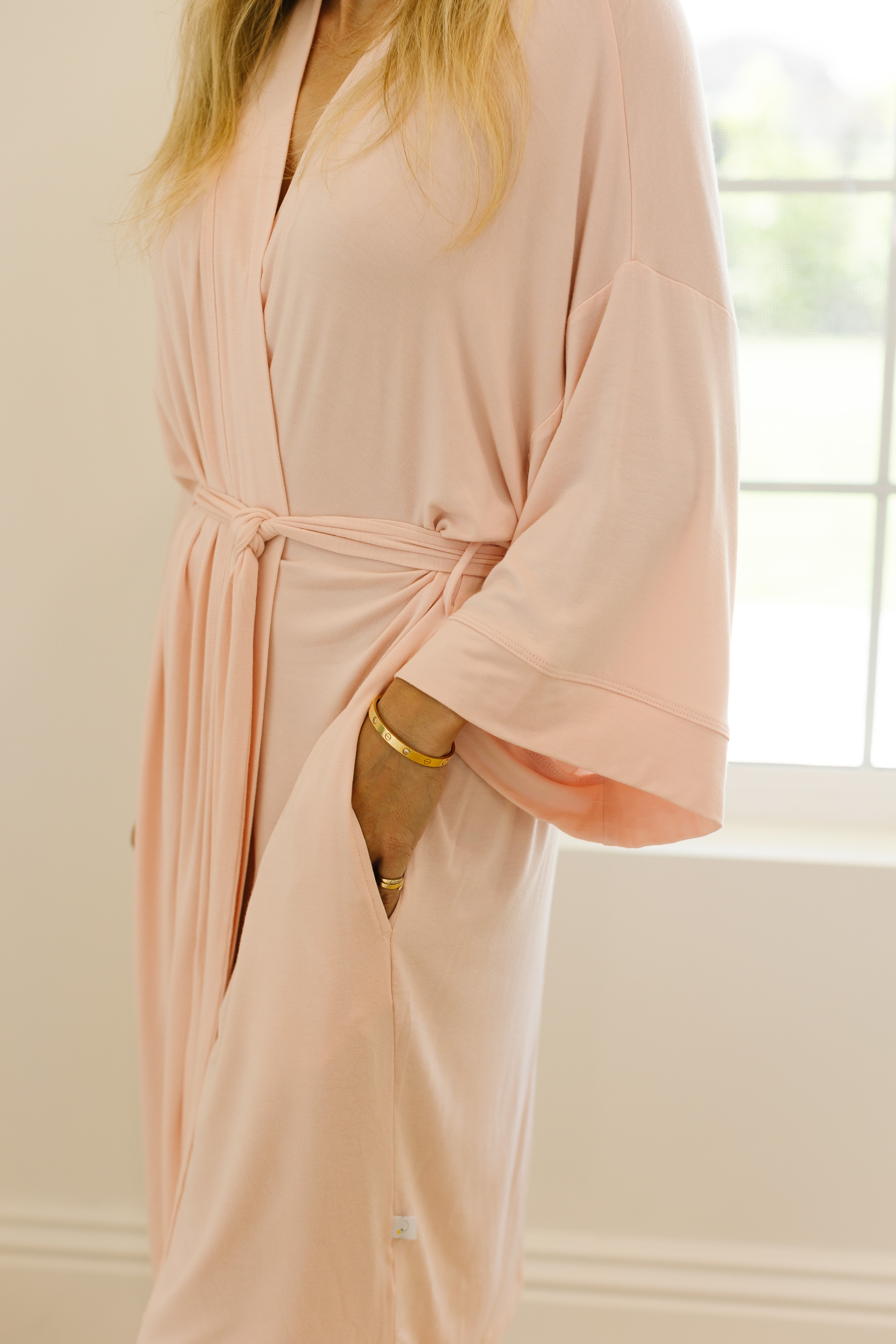 Soft Barely Pink Women's Robe - Lightweight Loungewear for Spa, Bath, and Relaxation at Home