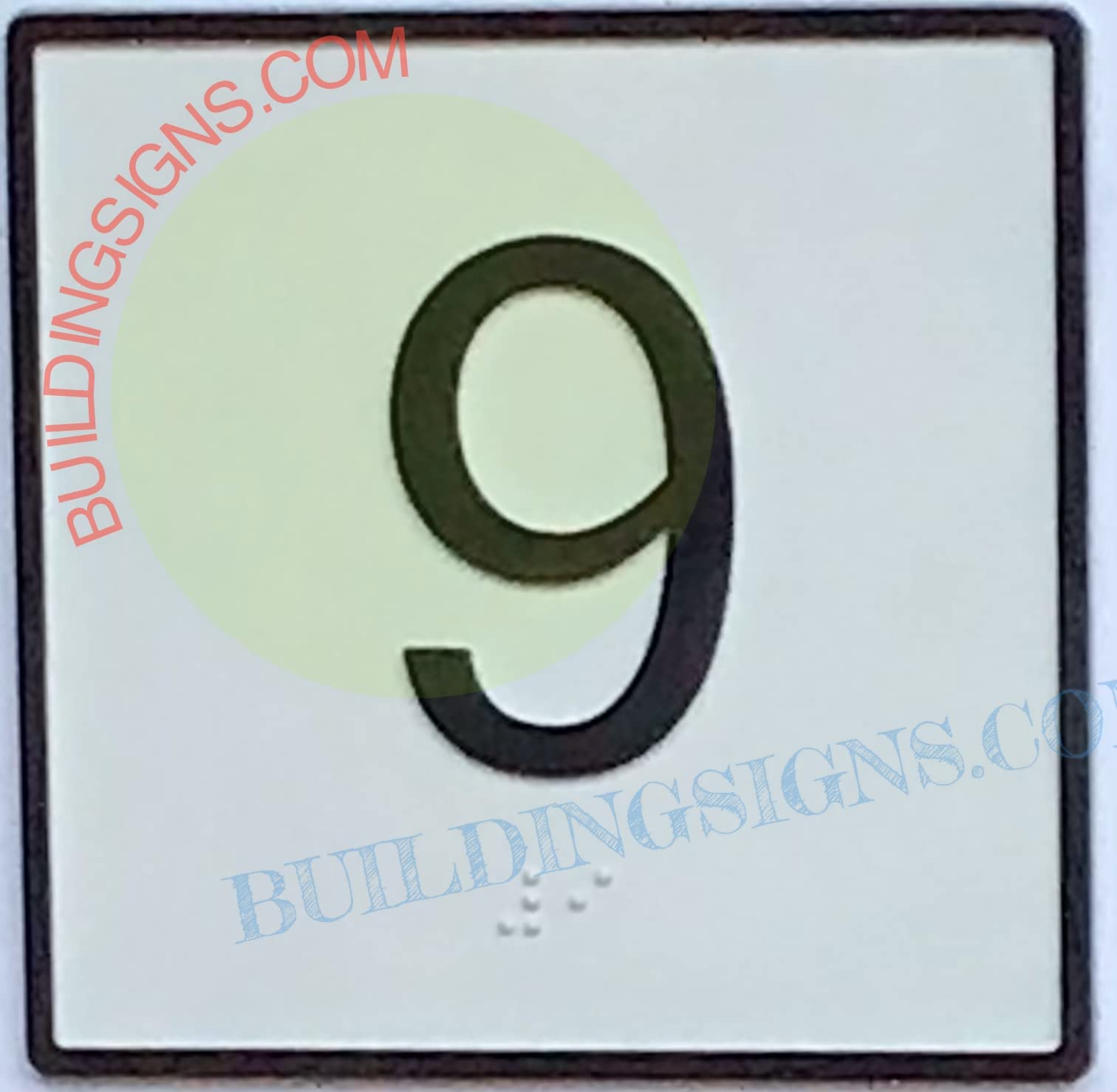 Elevator Floor Number 9 Sign - CAST Iron JAMB Plate with White Background (4x4 Inch) - Durable Metal Elevator Signage for Office Buildings, Hotels & High-Rise Safety