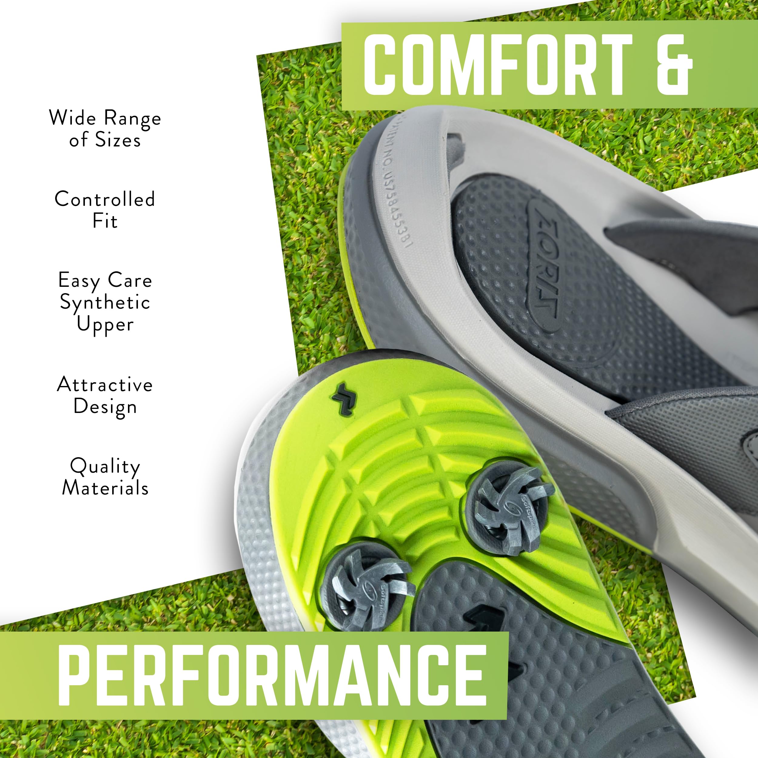**ZORIZ Zoomy Golf Sandals - Unisex Golf Flip Flops with Removable Tornado Golf Cleats - Men's & Women's Sandals for Walking, Beach, Sports & Golf - Perfect for Golfing, Beach Outings & Casual Wear**