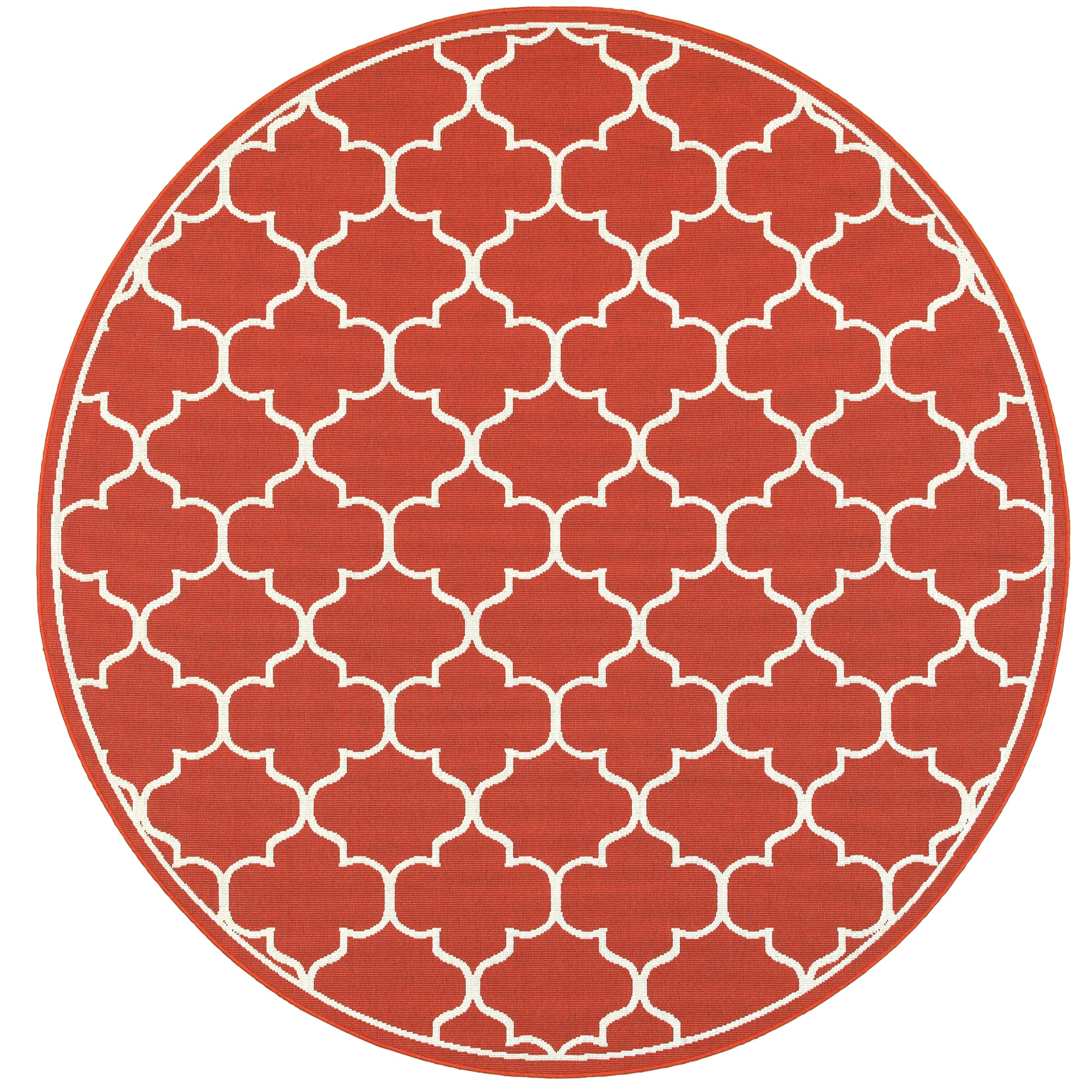 Meridian 8' Round Area Rug in Red & Ivory - Soft & Durable Living Room, Bedroom, or Office Carpet for Home Decor