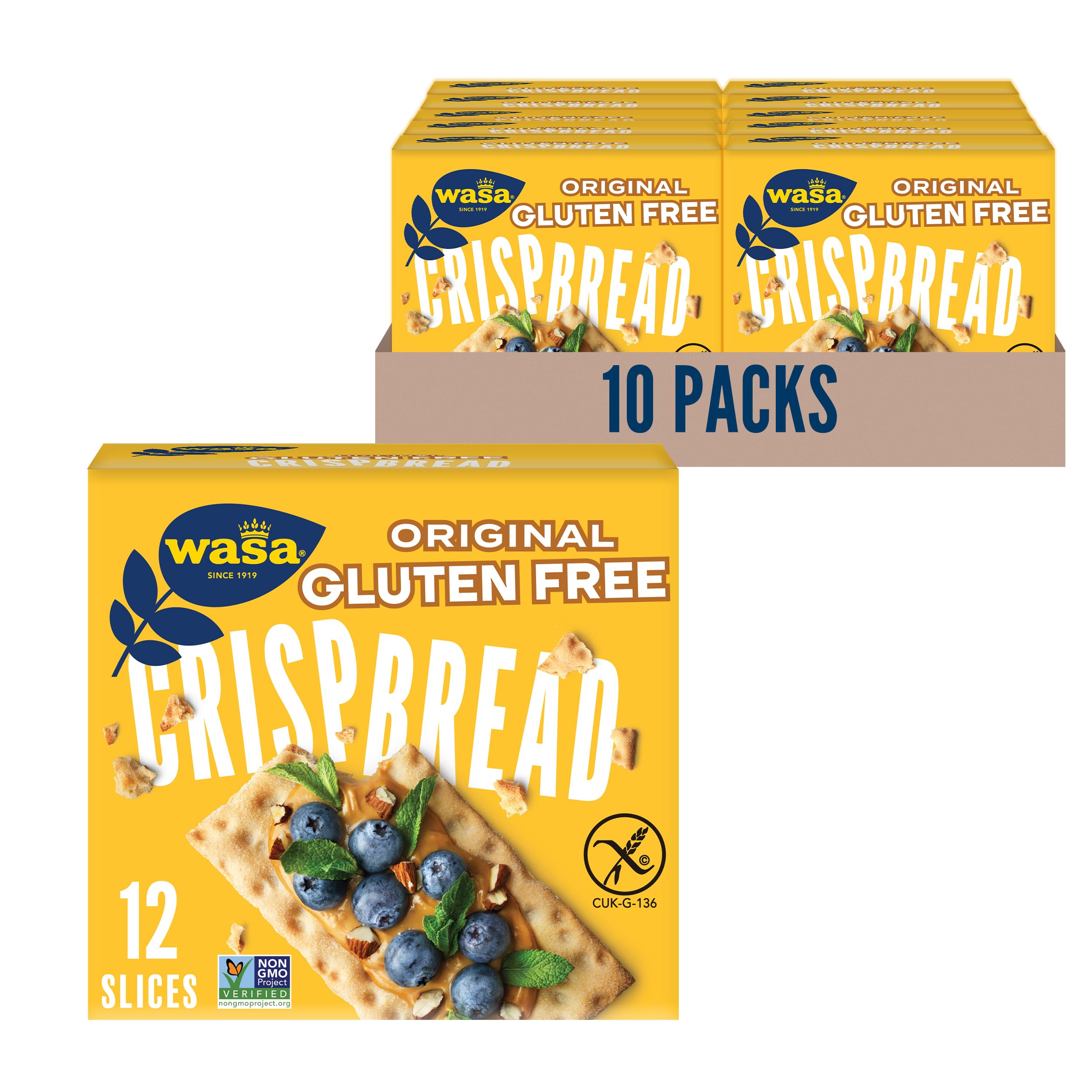 Wasa Gluten Free Original Crispbread - 5.4 oz (10 Pack) | Healthy Non-GMO Crackers & Snacks | Perfect for Keto Diet, Weight Loss & Office Lunch