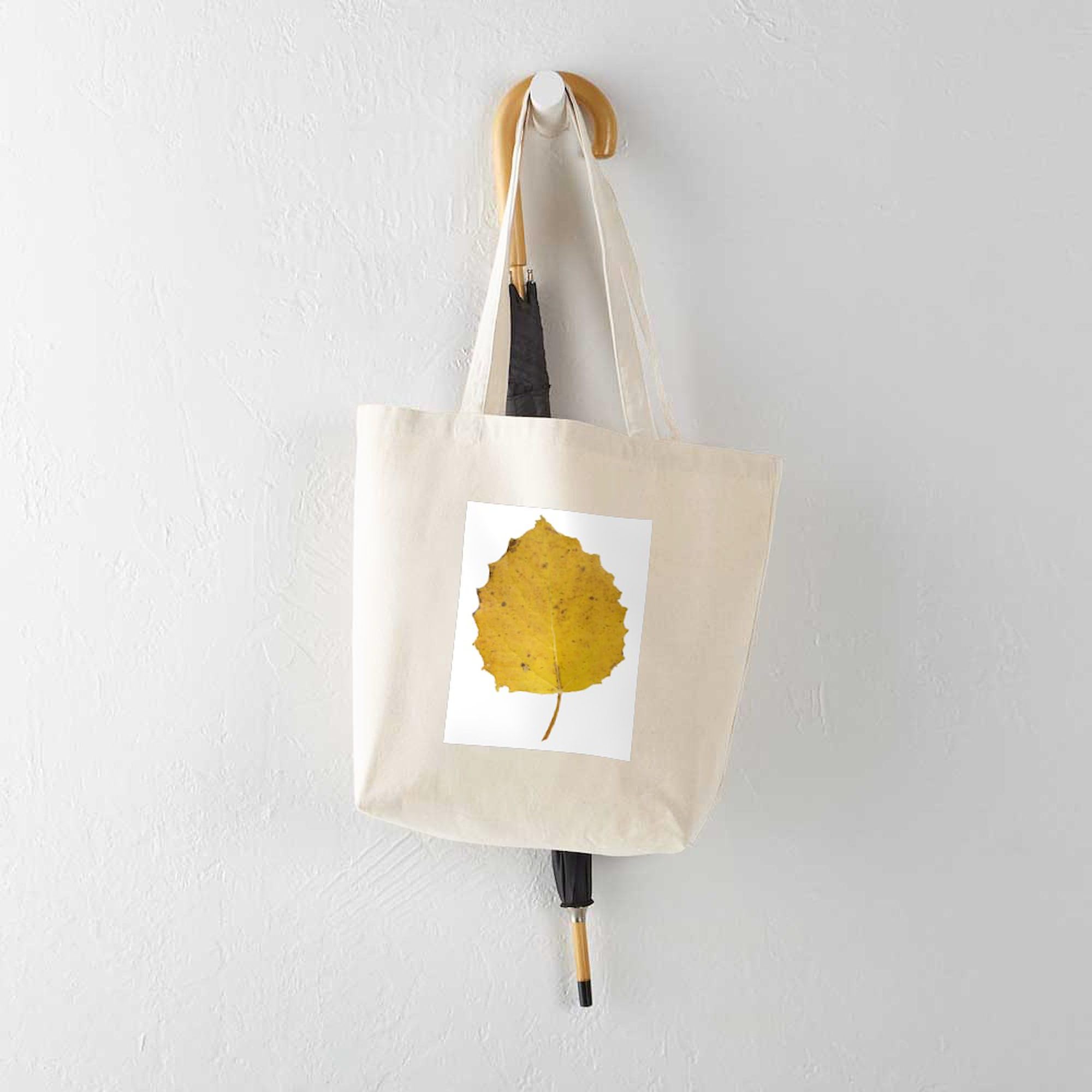 Golden Aspen Leaf Tote Bag - Natural Canvas Reusable Shopping Bag for Groceries, Beach & Eco-Friendly Lifestyle | CafePress