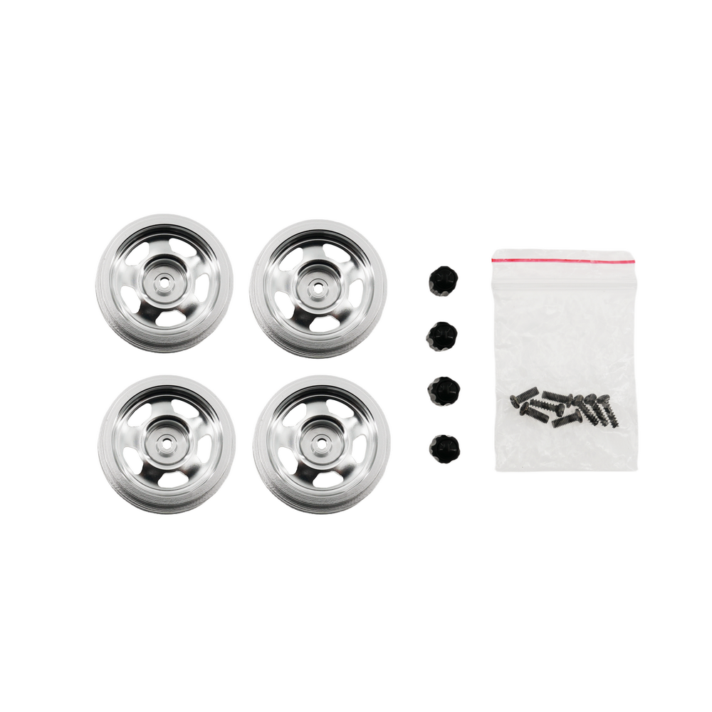 WPL 1/16 Scale Metal Wheels (4PCS) - Silver/Black with Optional Tires for RC Crawler, Rock Racer & Off-Road Vehicle Upgrades