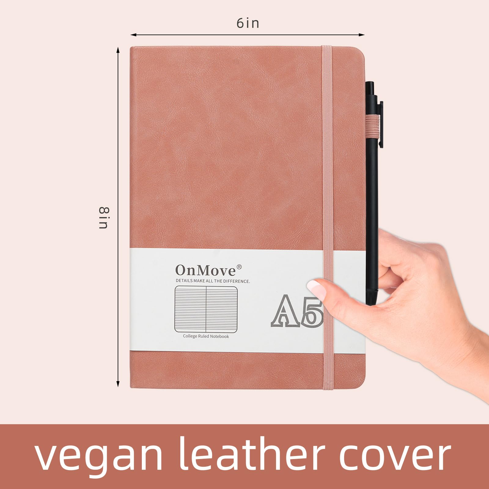 24-Pack Bulk Leather Hardcover Notebooks Journal for Women & Men - A5 Size, 160 Pages, 100 GSM Thick Paper with Pen Holder - Perfect for Work, School, Office & Daily Planning (Lined, Pink)