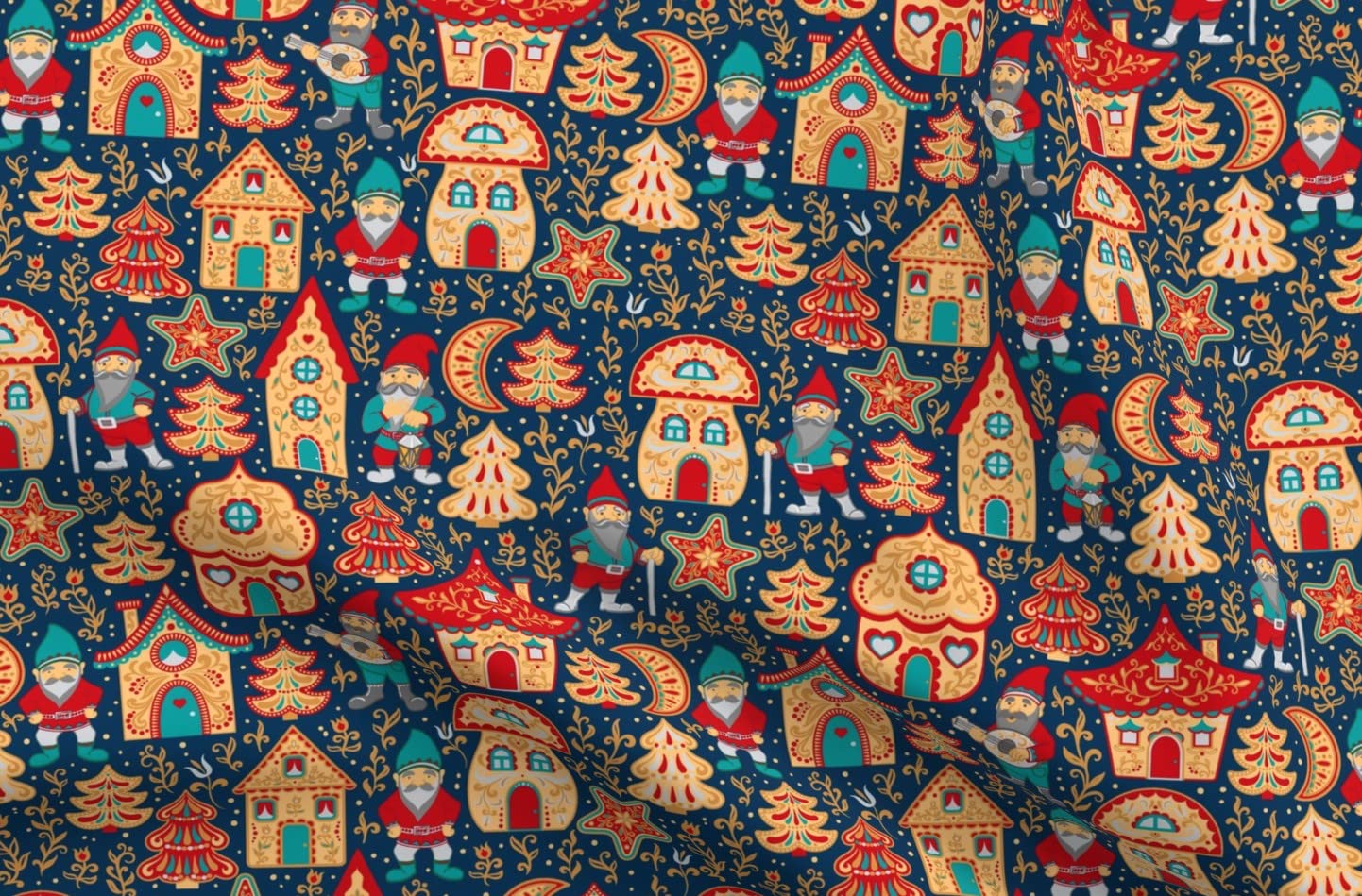 Christmas Gingerbread Houses Elf Gnome Cookies Printed Minky Fabric - Festive Holiday Baking Cotton Material for Sewing Baby Blankets, Quilt Backing & Plush Toys - Perfect for DIY Crafts, Home Decor & Holiday Gift Making