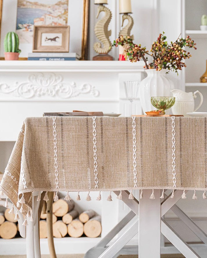 Extra Large Modern Rectangular Tablecloth - Premium Linen Dining Table Cover for Kitchen & Restaurant - Waterproof & Wrinkle-Resistant - Perfect for Dinner Parties, Weddings & Holiday Gatherings