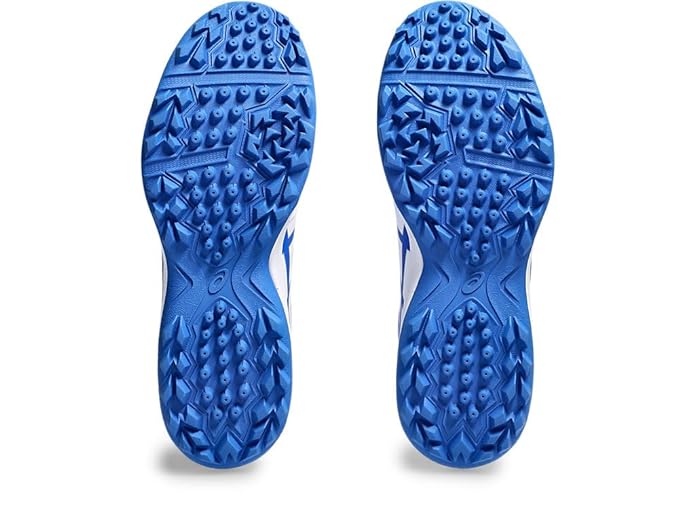 ASICS Gel Lethal Field White/Tuna Blue Cricket Shoes - Rubber Spikes for Enhanced Traction - Perfect for Professional Cricket Matches & Field Sports