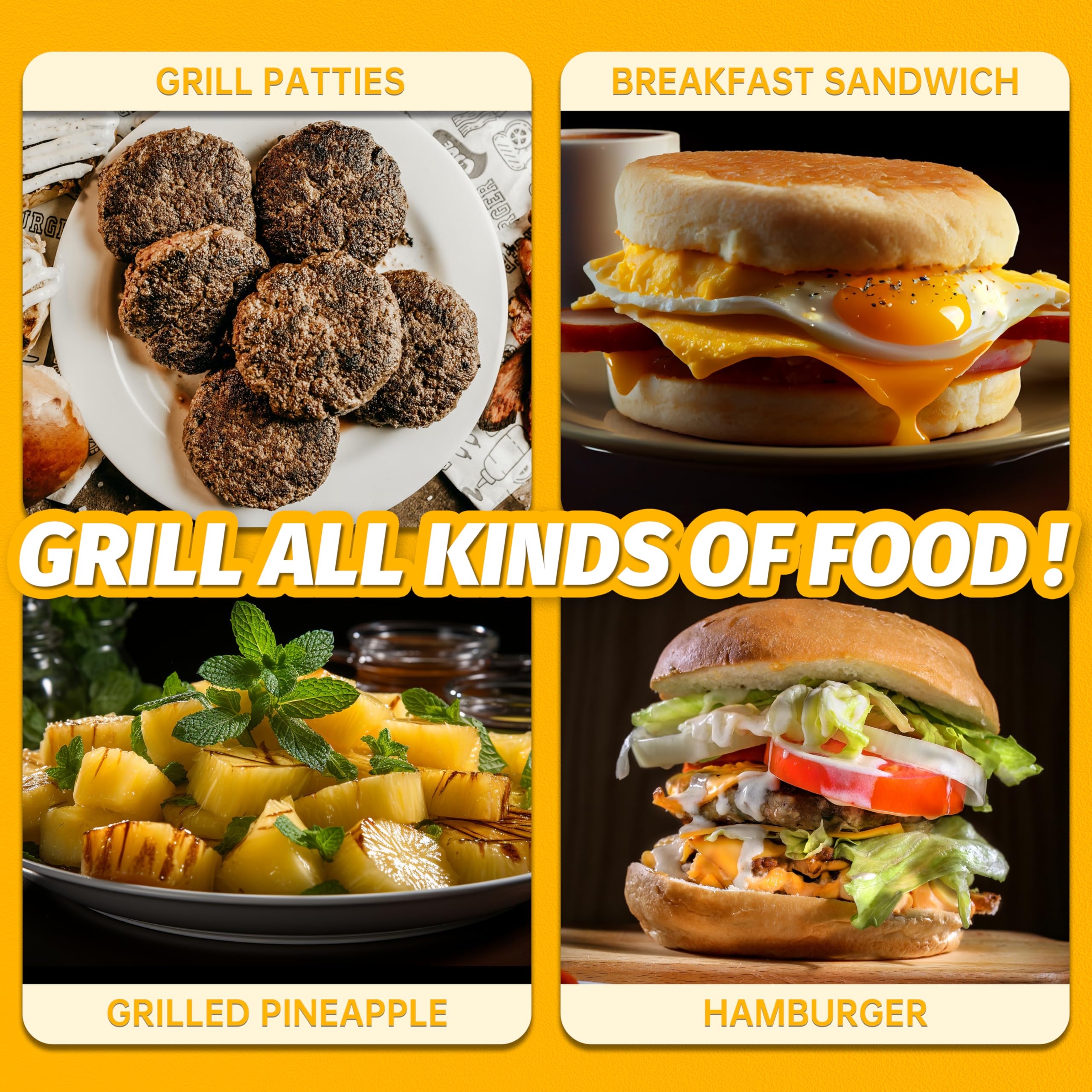 Double Mini Electric Grill - Sandwich & Burger Maker for Breakfast & Lunch