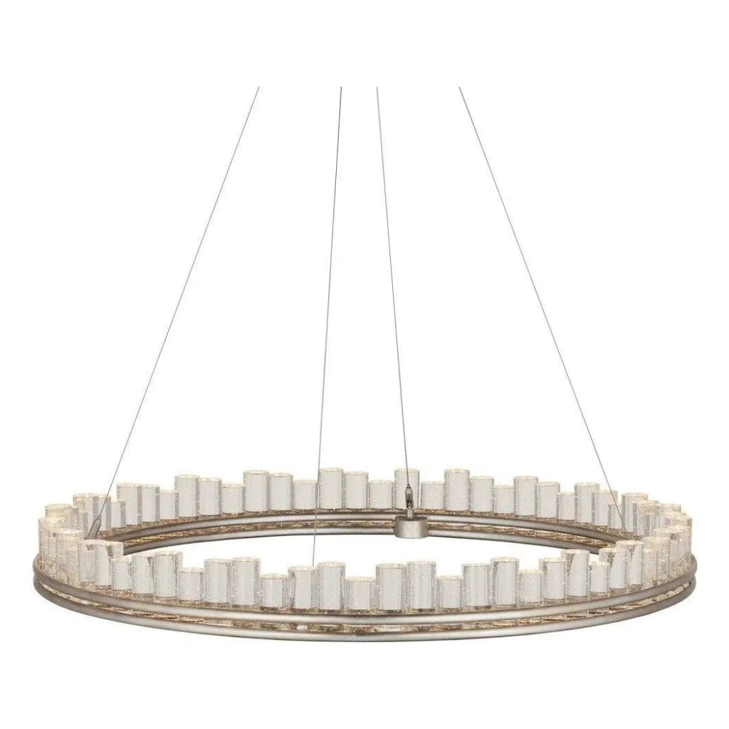 36-Piece Pleiades Iron & Seeded Crystal Silver Chandelier - Elegant Dining Room Lighting Fixture for Modern Home Decor