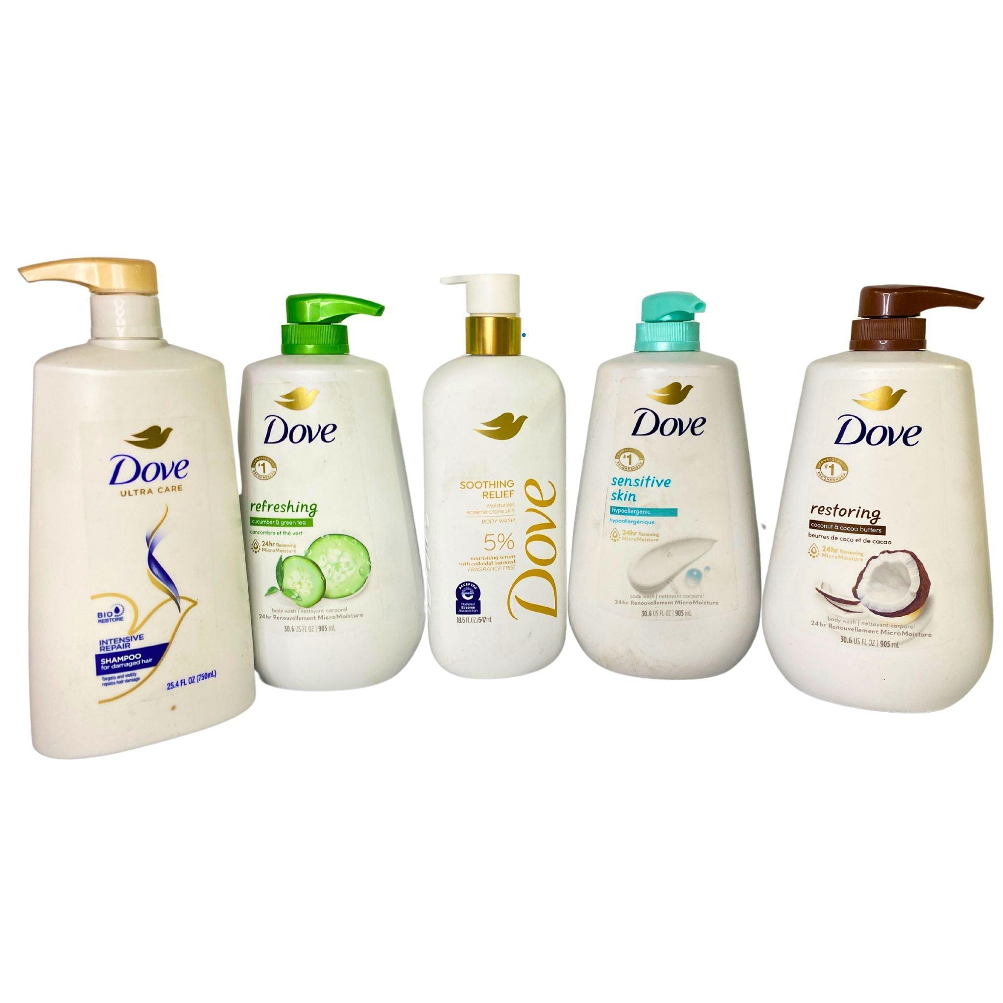Dove Assorted Body Wash & Shampoo Mix - 30 Pcs Bulk Pack for Men & Women | Hydrating & Nourishing Hair & Skin Care | Perfect for Home, Gym & Travel Use