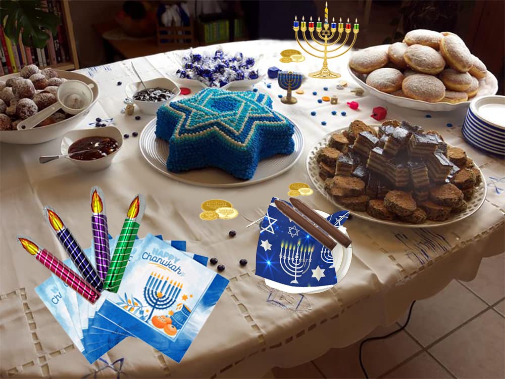 Premium Swiss Style Milk Chocolate Hanukkah Candles - Gluten Free, Non-GMO, Kosher Certified with Italian Foil (8 Pieces) - Perfect for Hanukkah Celebrations, Gifts & Holiday Desserts