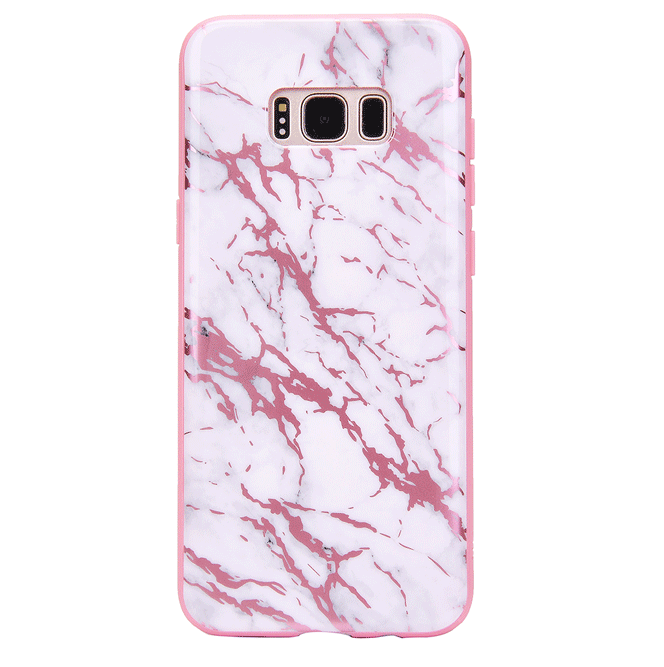 Pink Chrome White Marble Samsung Galaxy Phone Case - Trendy Protective Cover for Everyday Use & Fashion Accessory