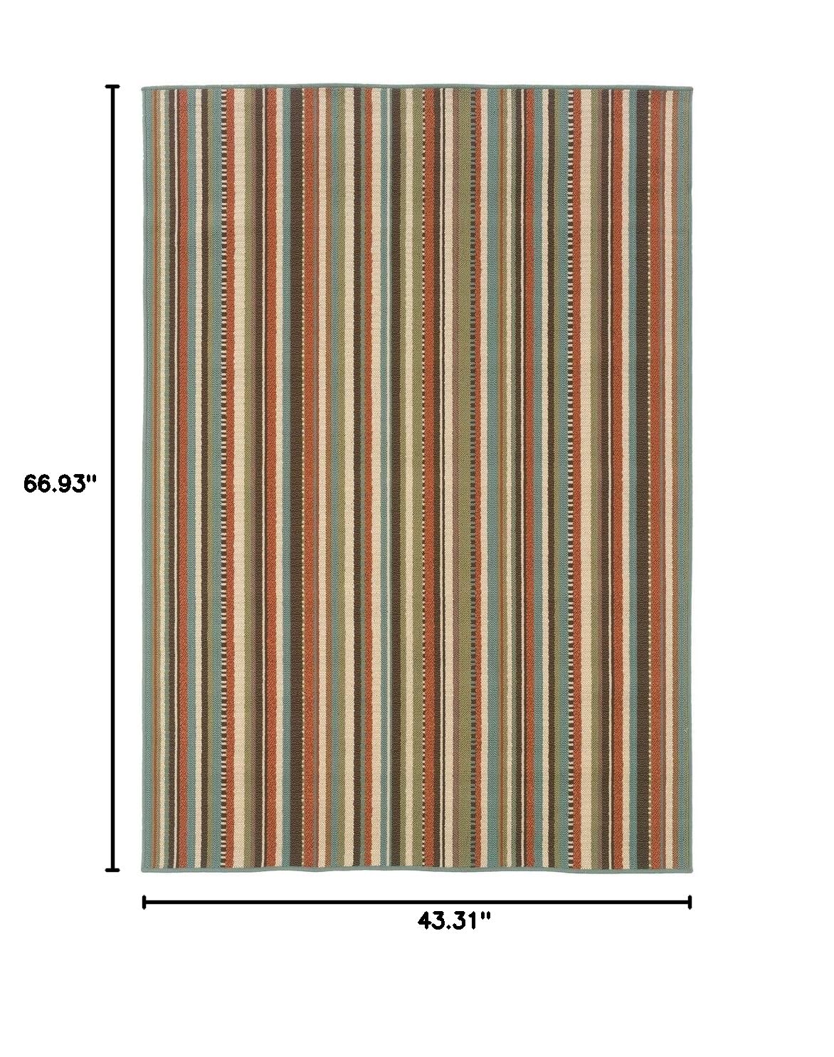 Oriental Weavers Montego 3.7x5.6 Feet Green Machine Woven Area Rug - Perfect for Living Room, Bedroom & Office Decor