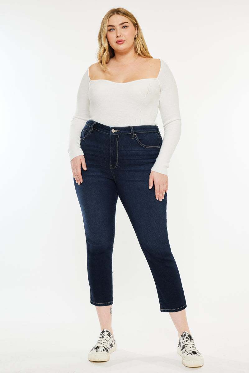 Ximena High Rise Cropped Skinny Jeans for Women - Plus Size Stretch Denim Pants, Trendy Casual Outfit for Daily Wear & Night Out
