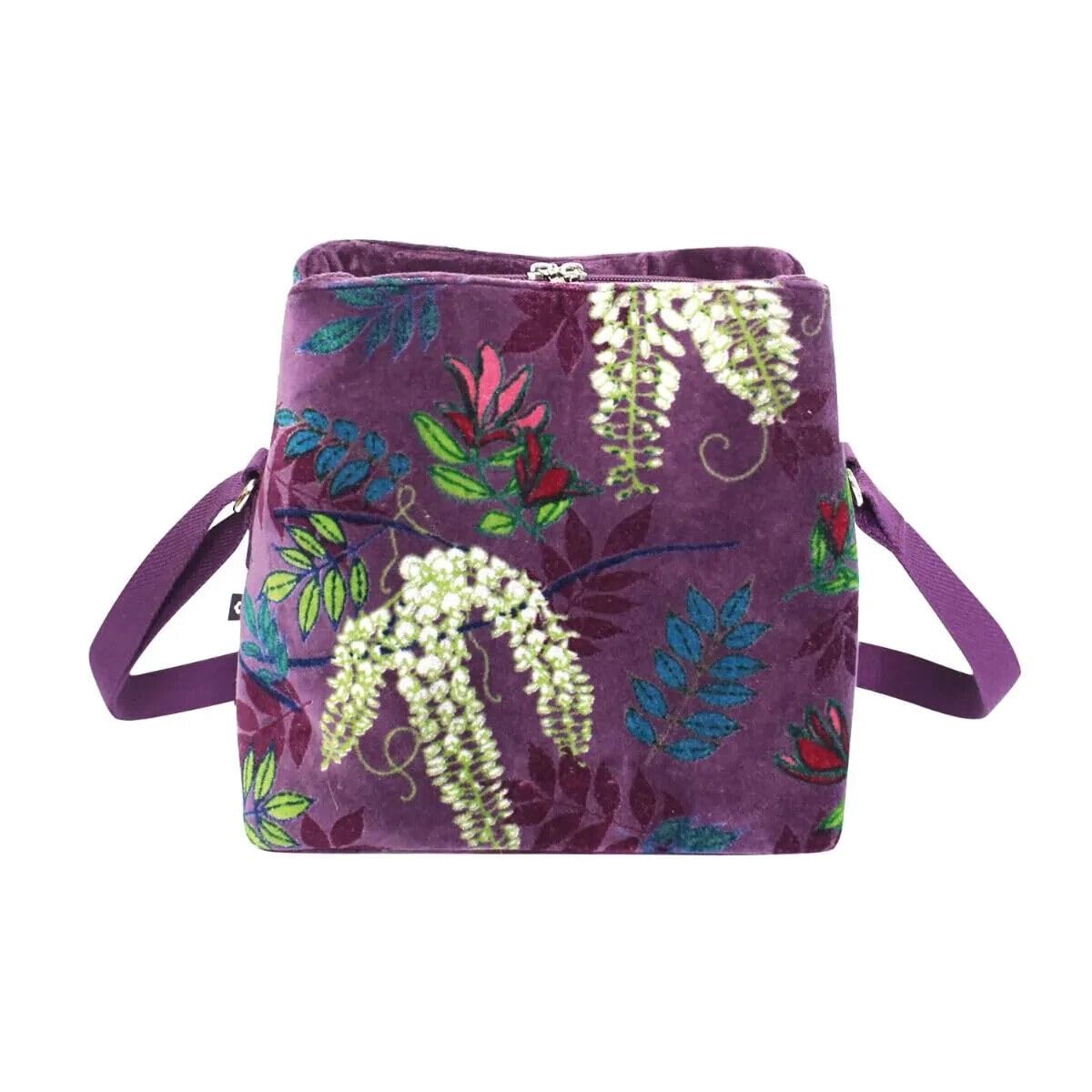 Earth Squared Fair Trade Printed Velvet Logan Bag - Chic & Classy Crossbody Shoulder Purse for Women | Perfect for Work, Date Night & Travel Accessories