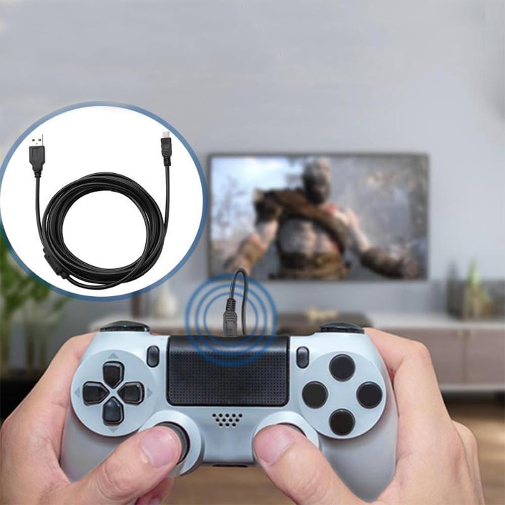 PS3 Controller Charger Cable - Mini USB Sync & Charge Cord for PS3, PS3 Slim & PS Move Controllers - Perfect for Gaming Sessions & Controller Charging