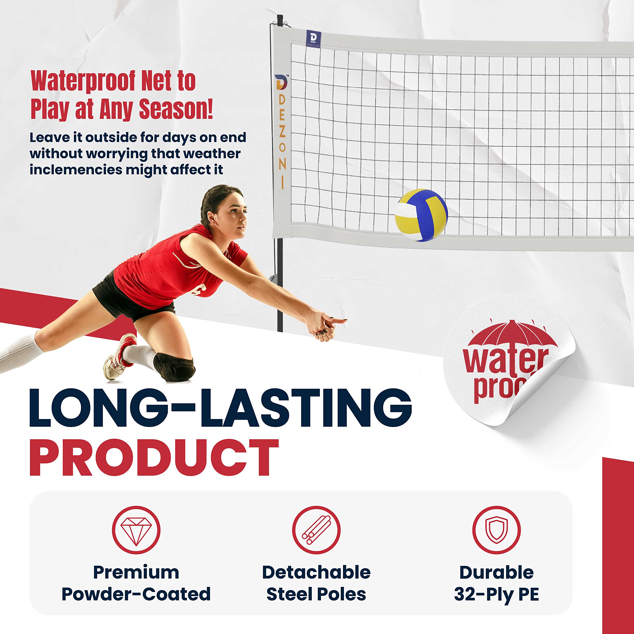 Portable Volleyball Net Set with Ball, Scoreboard, Carry Bag & Spike Trainer - Complete Outdoor Beach & Backyard Volleyball Kit for Family Fun & Sports Training