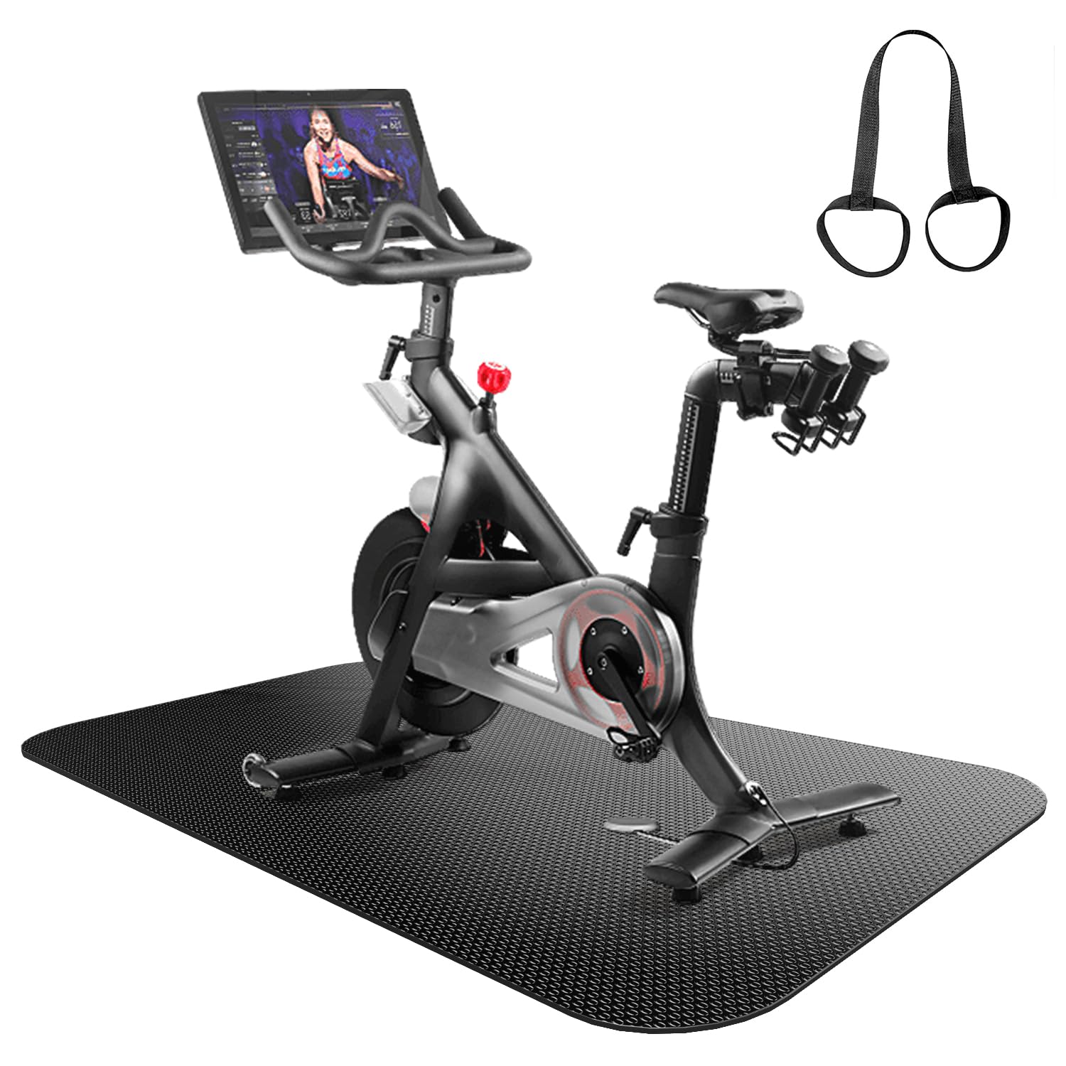AmazonBasics Bike Mat for Indoor Exercise - Non-Slip Gym Floor Mat Compatible with Treadmill, Elliptical & Spin Bike, Protects Hardwood & Carpet Floors | Perfect for Home Gym, Yoga, and Workout Spaces