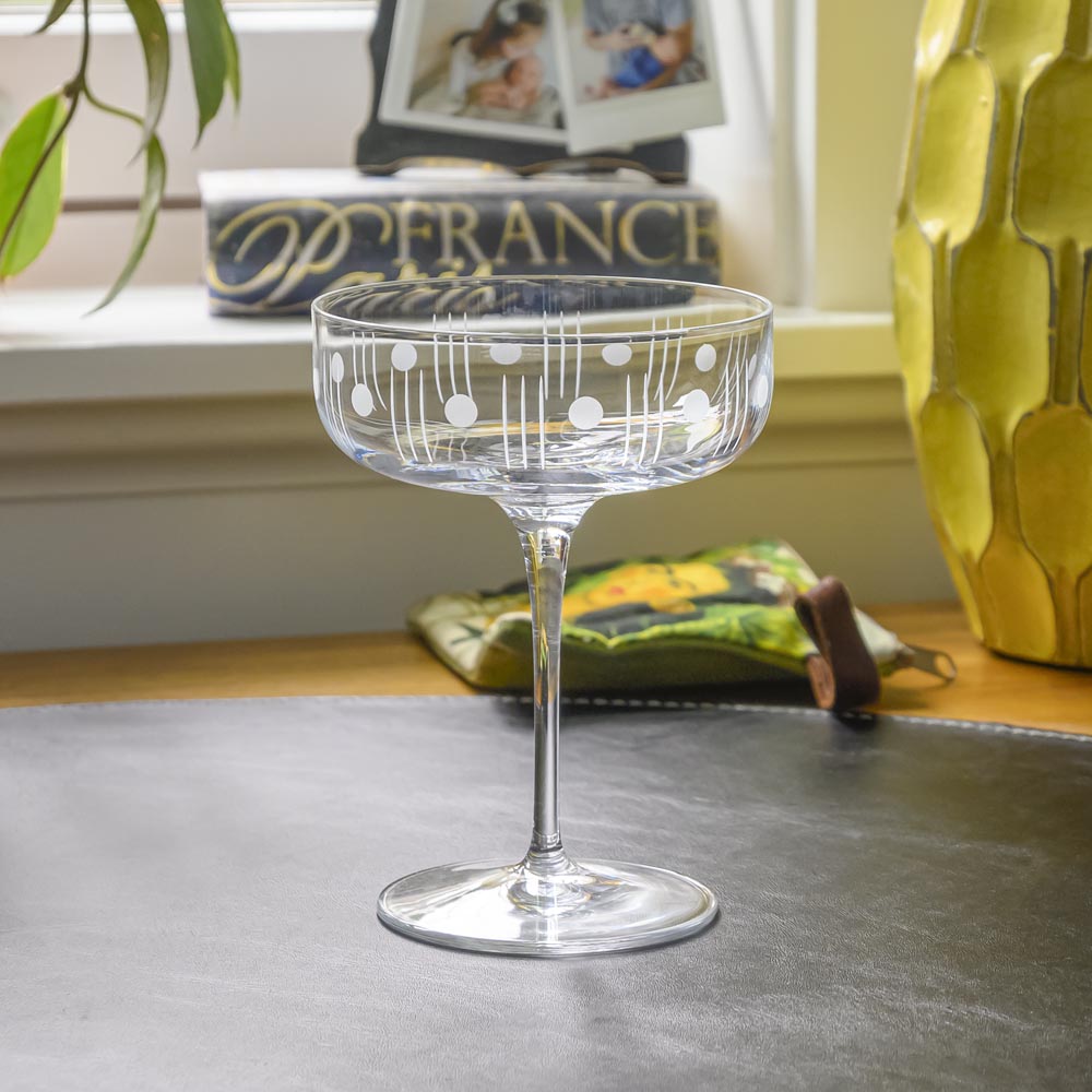 Vintage Mid Century Modern 10.25oz Coupe Cocktail Glasses Set of 4 - Elegant Stemware for Martini, Champagne & Dessert - Perfect for Home Bar, Dinner Parties & Wedding Receptions