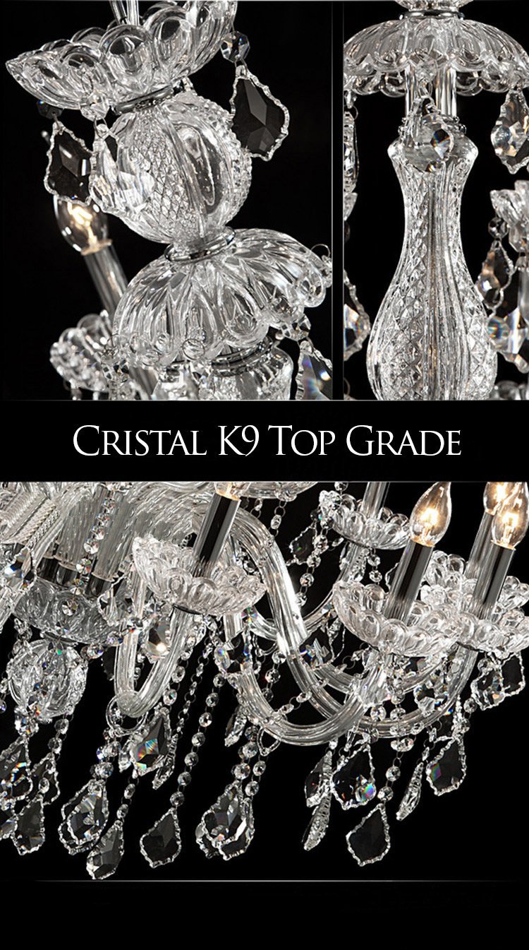 HungGwun 18-Light K9 Crystal Chandelier - Modern Luxury Candle Pendant Ceiling Lamp - 37x30 Inch Clear Glass Lighting Fixture for Dining Room, Bedroom, Living Room, Kitchen, Hallway & Entryway - Perfect for Weddings, Home Decor & Luxury Interior Design